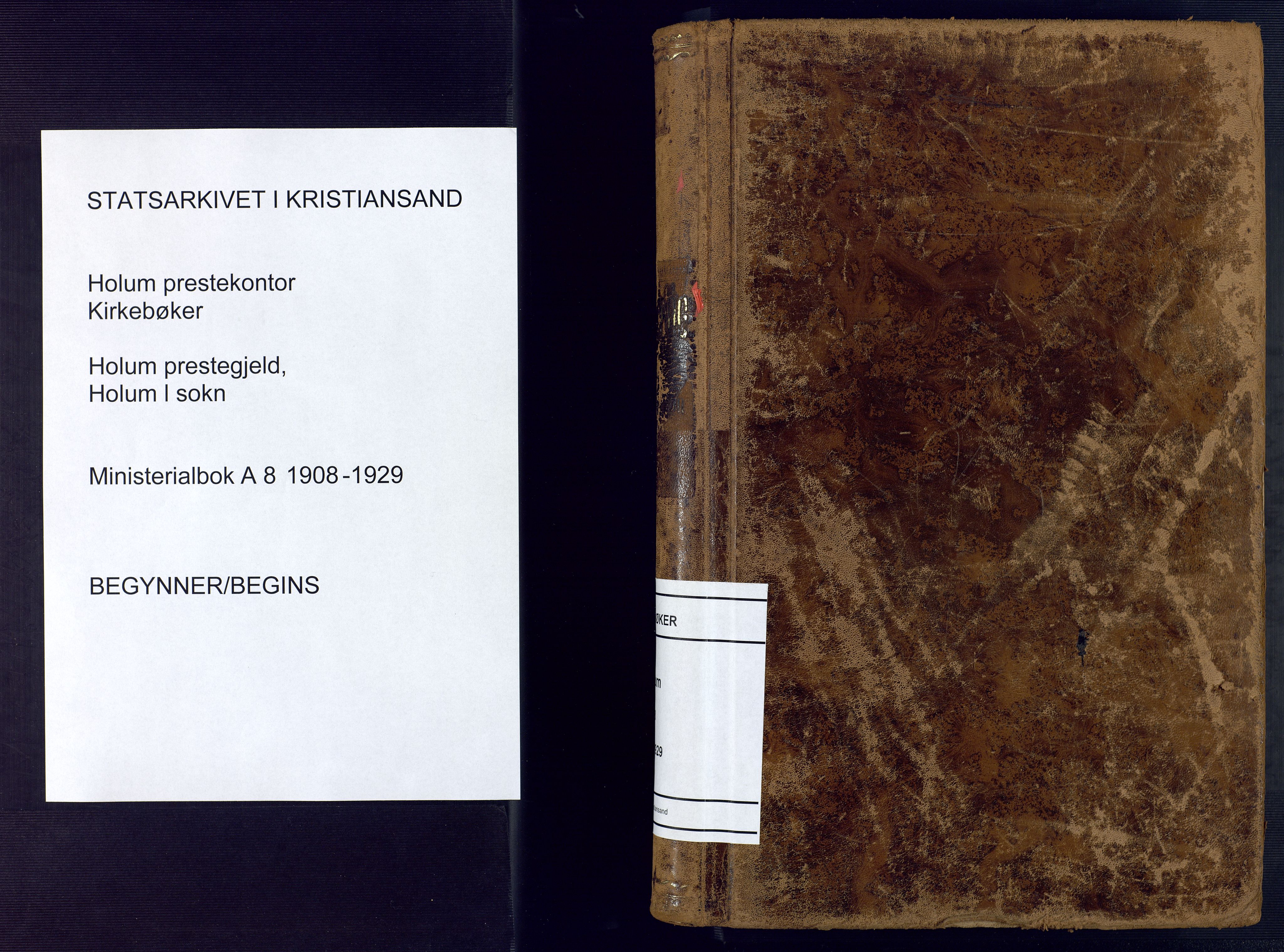 Holum sokneprestkontor, SAK/1111-0022/F/Fa/Faa/L0008: Parish register (official) no. A 8, 1908-1929