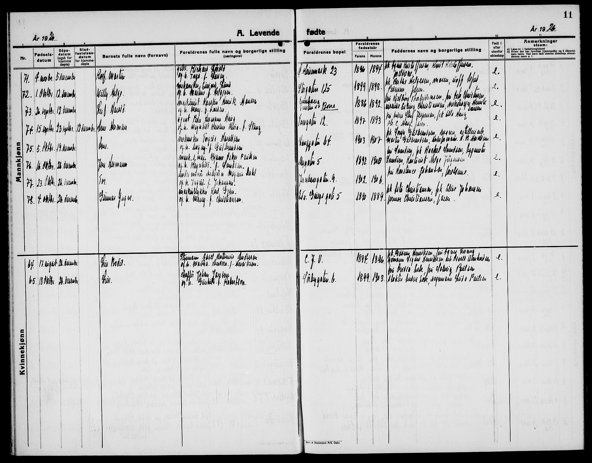 Horten kirkebøker, SAKO/A-348/G/Ga/L0009: Parish register (copy) no. 9, 1926-1936, p. 11