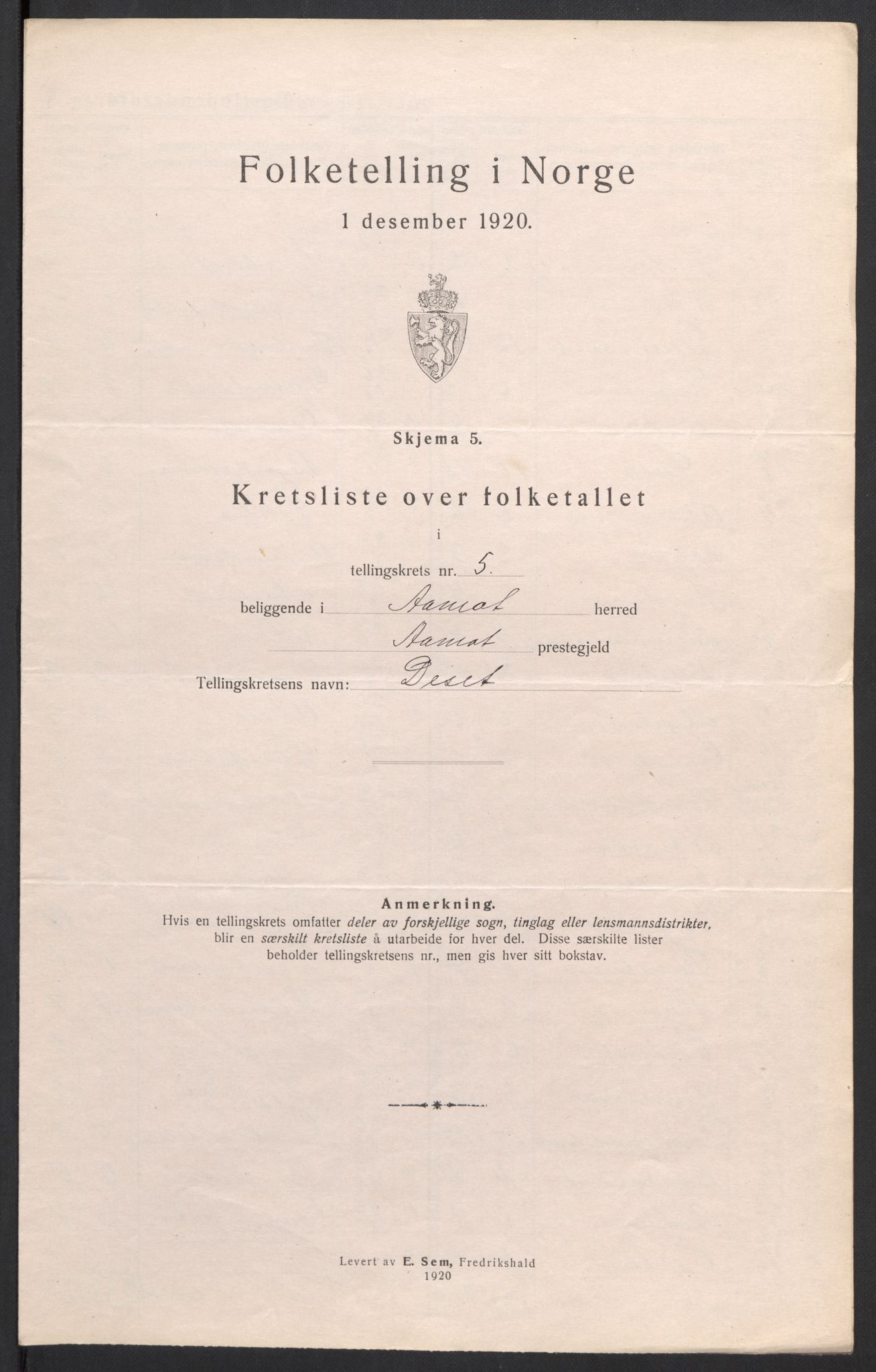 SAH, 1920 census for Åmot, 1920, p. 26