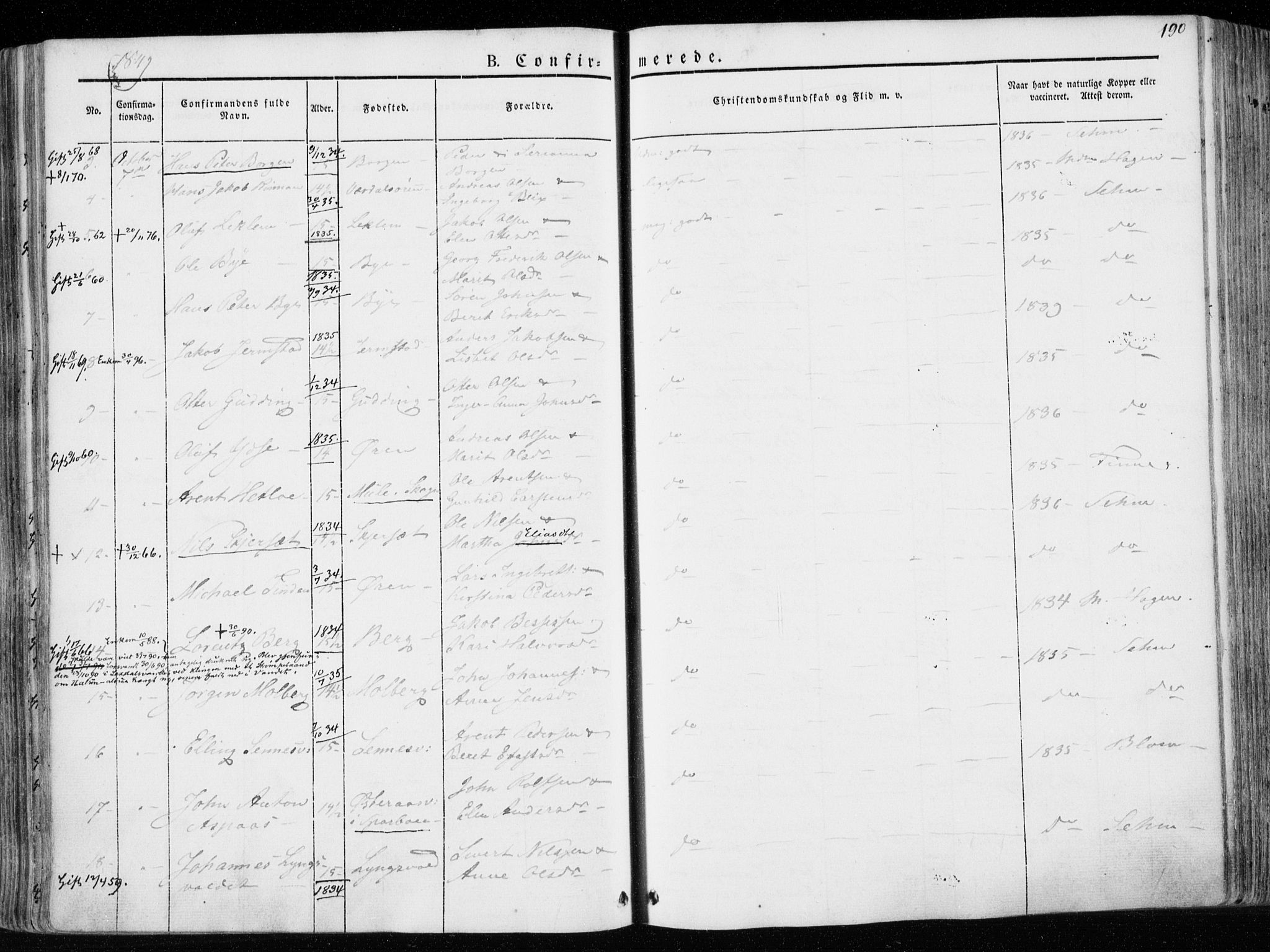 Ministerialprotokoller, klokkerbøker og fødselsregistre - Nord-Trøndelag, SAT/A-1458/723/L0239: Parish register (official) no. 723A08, 1841-1851, p. 190