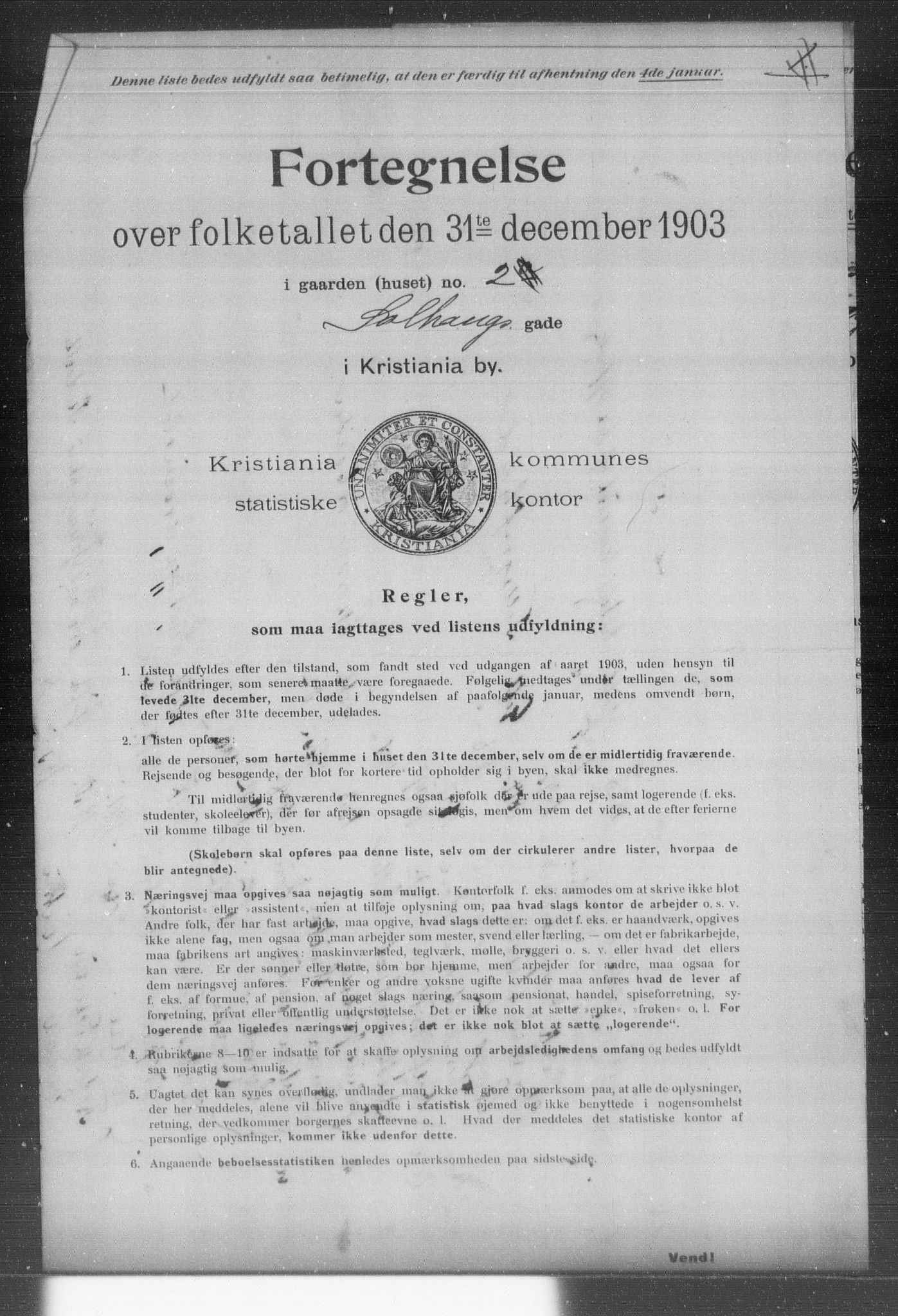 OBA, Municipal Census 1903 for Kristiania, 1903, p. 19013