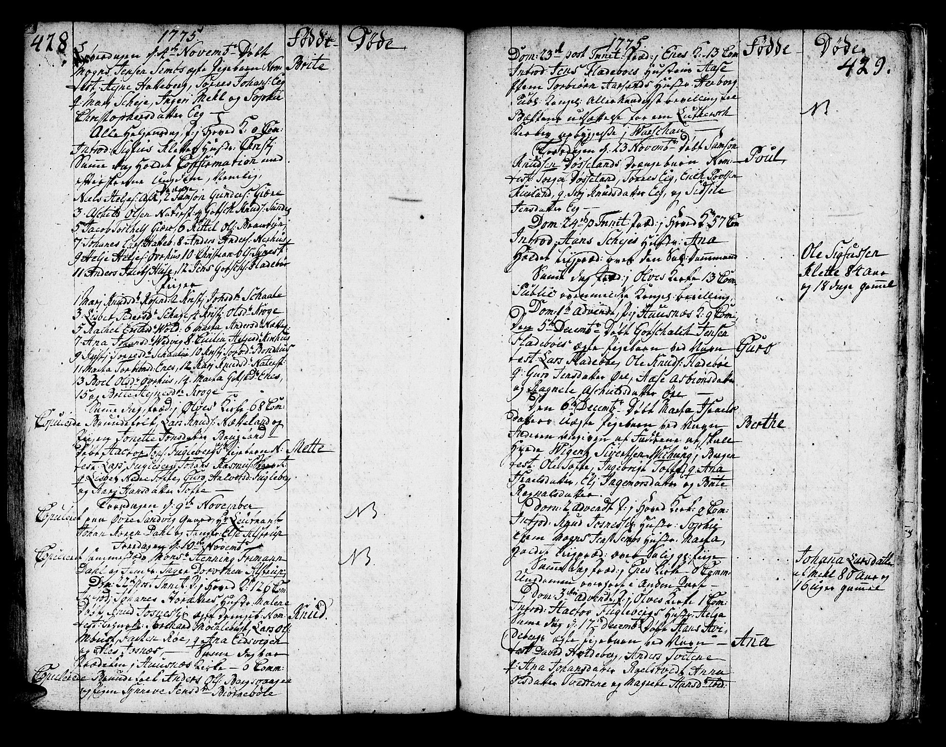 Kvinnherad sokneprestembete, SAB/A-76401/H/Haa: Parish register (official) no. A 3, 1754-1777, p. 428-429