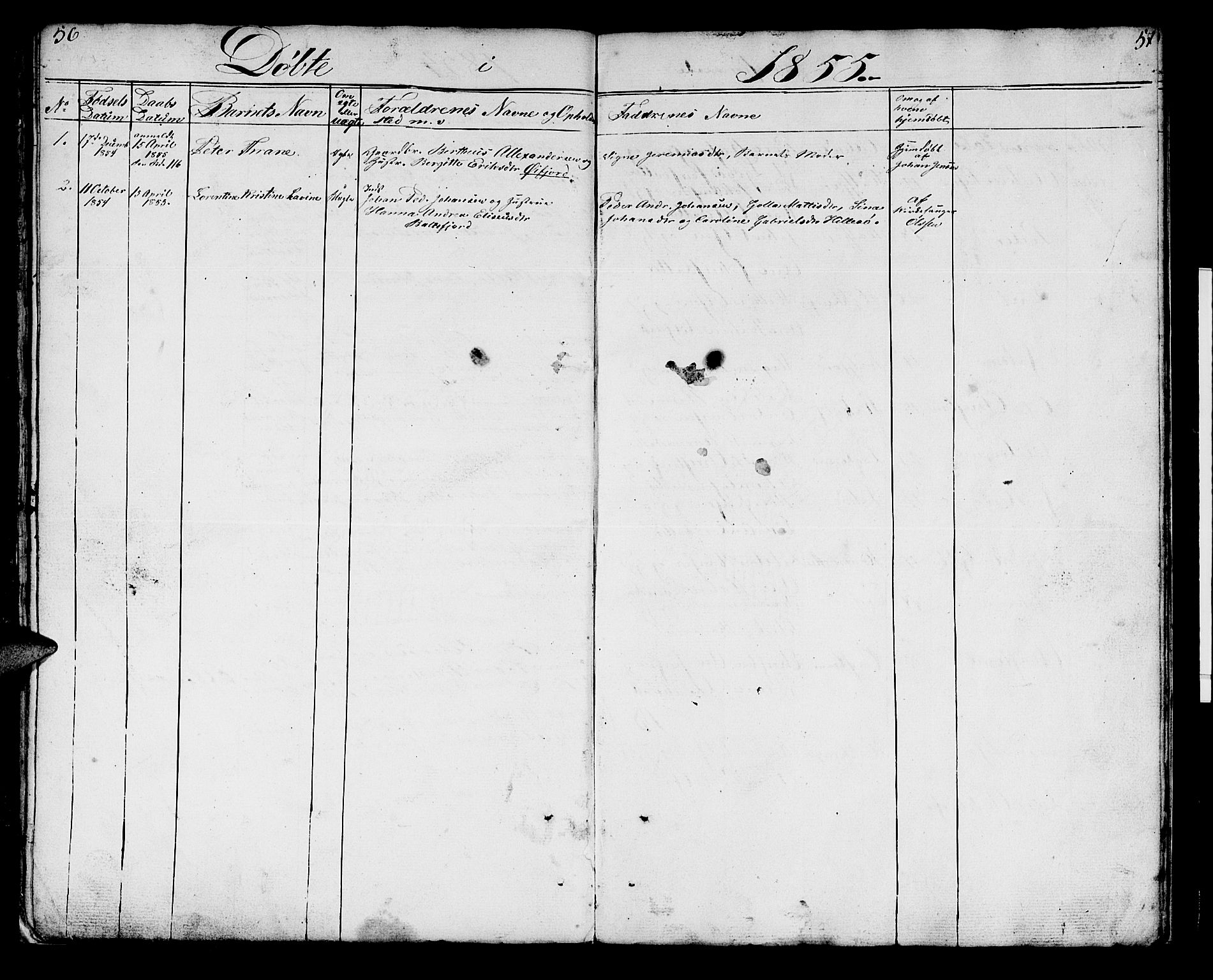Lenvik sokneprestembete, SATØ/S-1310/H/Ha/Hab/L0018klokker: Parish register (copy) no. 18, 1838-1854, p. 56-57