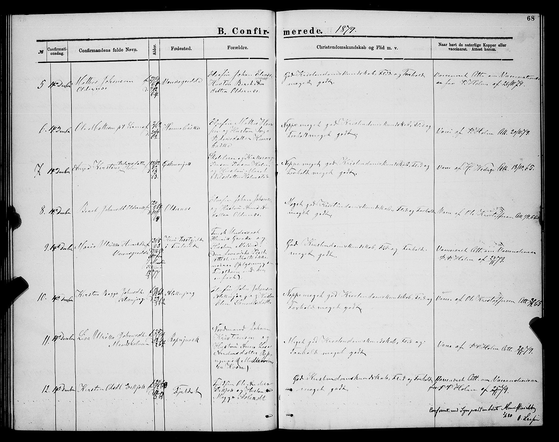 Nesseby sokneprestkontor, SATØ/S-1330/H/Hb/L0007klokker: Parish register (copy) no. 7, 1877-1884, p. 68