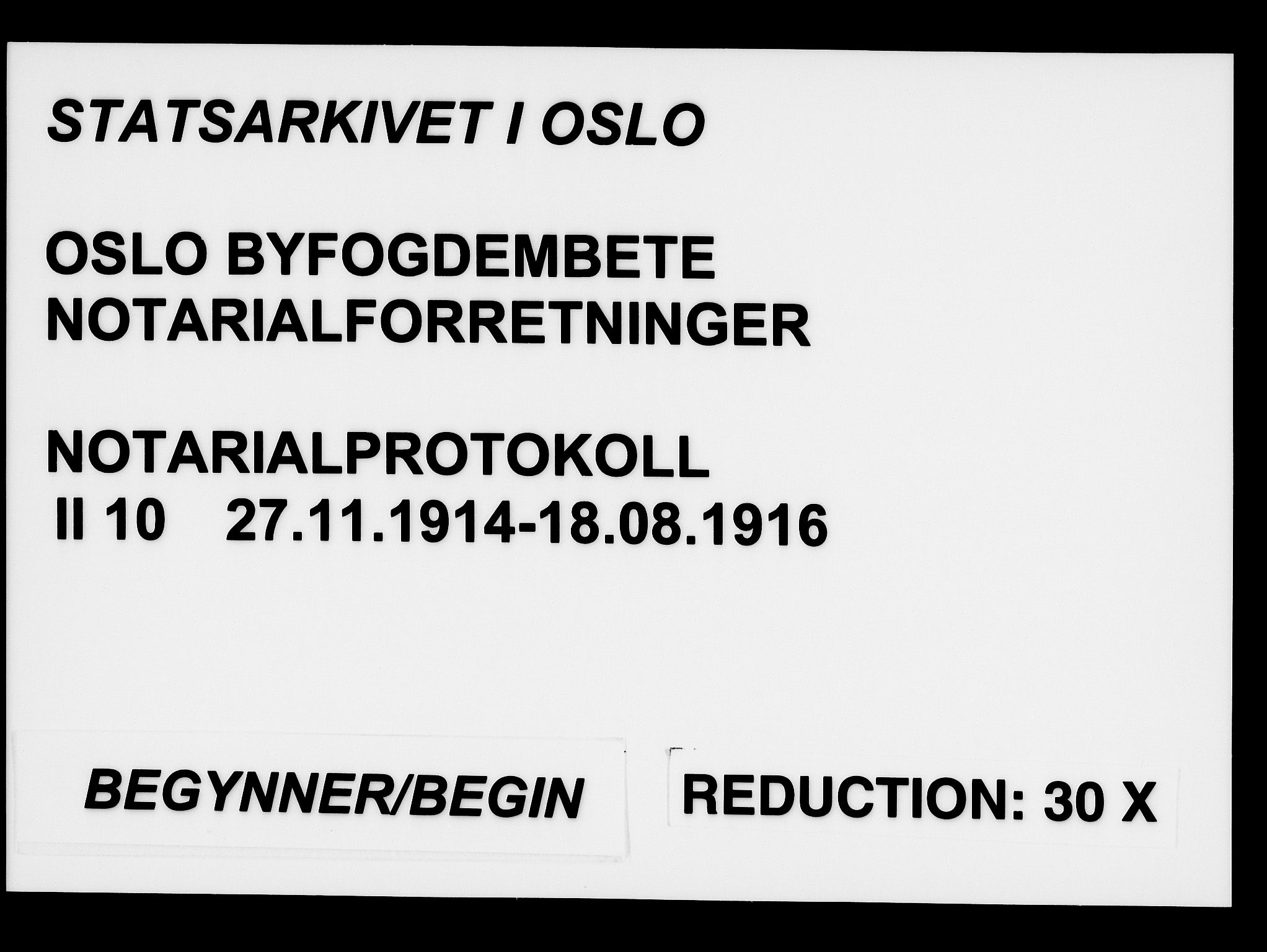Oslo byfogd avd. I, SAO/A-10220/L/Lb/Lbb/L0010: Notarialprotokoll, rekke II: Vigsler, 1914-1916