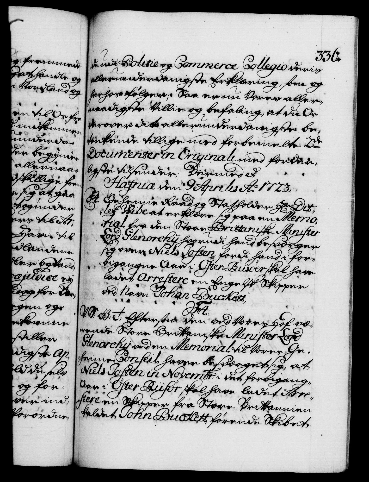 Danske Kanselli 1572-1799, AV/RA-EA-3023/F/Fc/Fca/Fcab/L0022: Norske tegnelser, 1722-1724, p. 336a