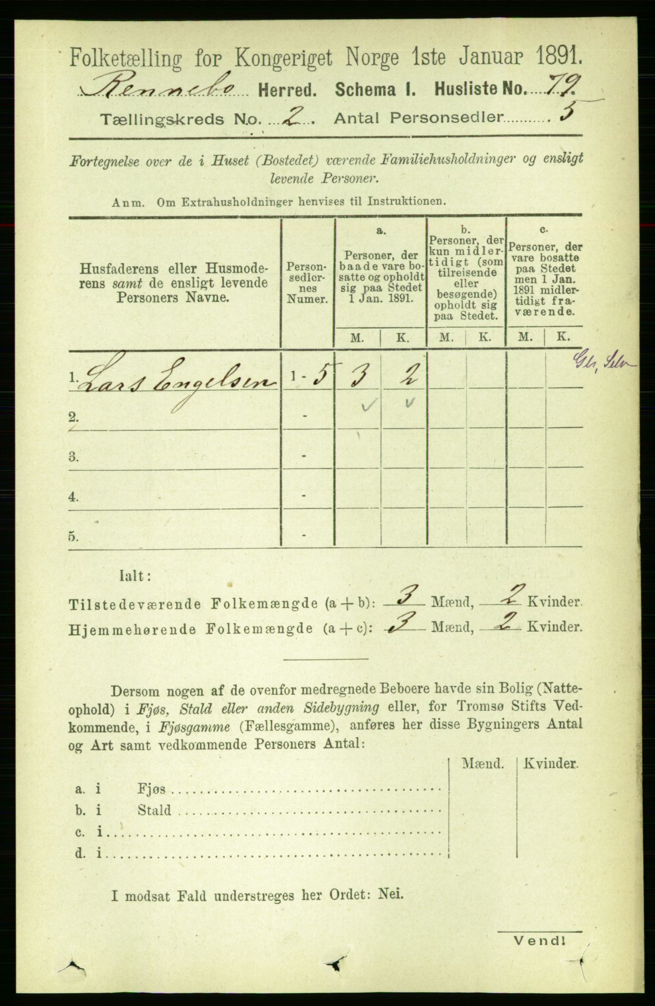 RA, 1891 census for 1635 Rennebu, 1891, p. 702