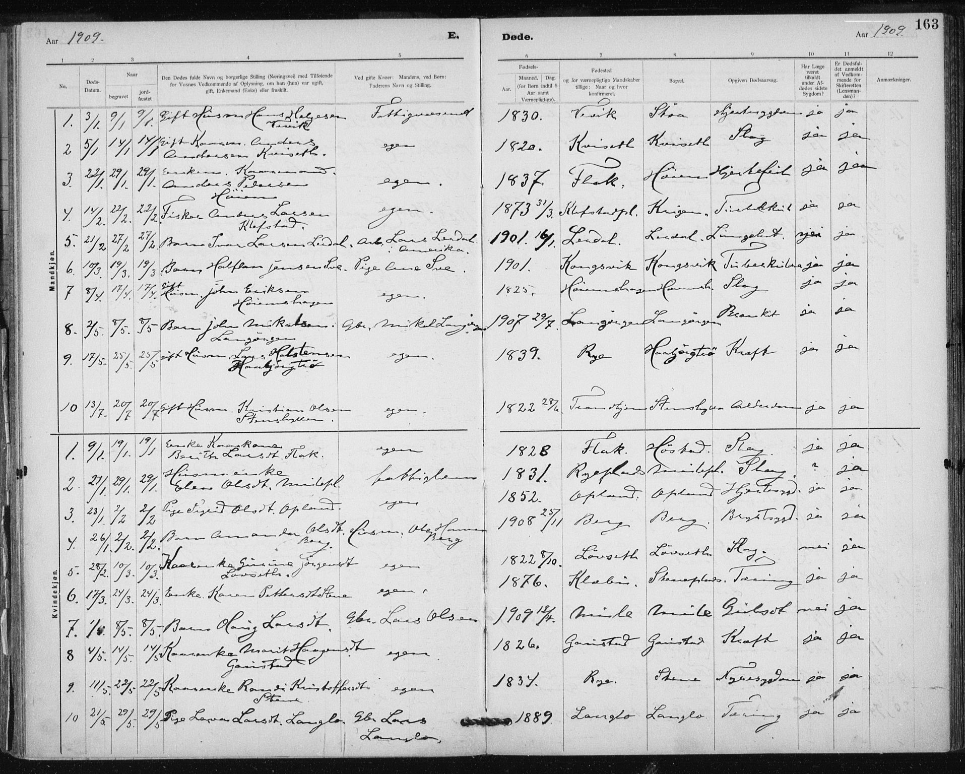 Ministerialprotokoller, klokkerbøker og fødselsregistre - Sør-Trøndelag, SAT/A-1456/612/L0381: Parish register (official) no. 612A13, 1907-1923, p. 163
