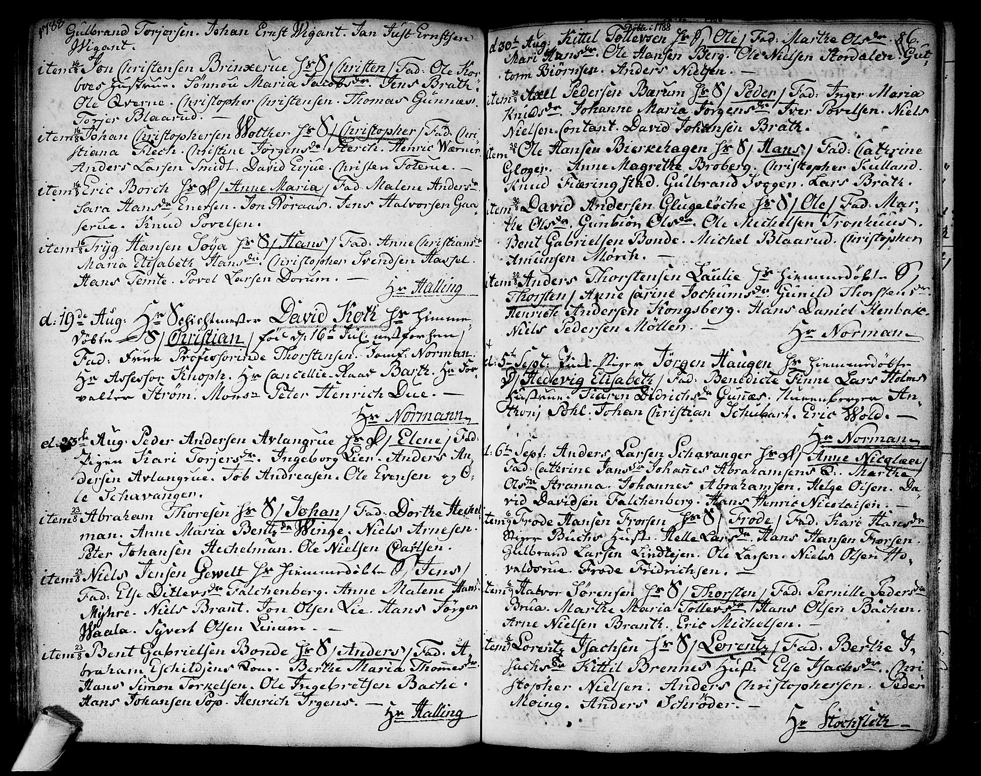 Kongsberg kirkebøker, SAKO/A-22/F/Fa/L0006: Parish register (official) no. I 6, 1783-1797, p. 86