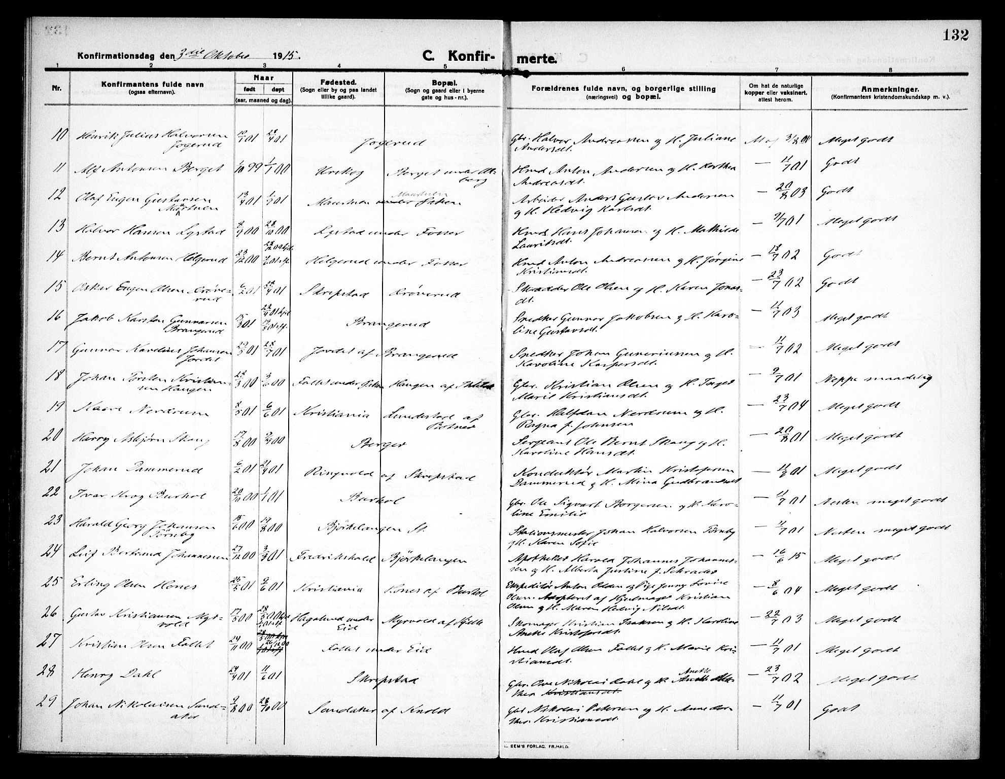 Høland prestekontor Kirkebøker, SAO/A-10346a/F/Fa/L0016: Parish register (official) no. I 16, 1912-1921, p. 132