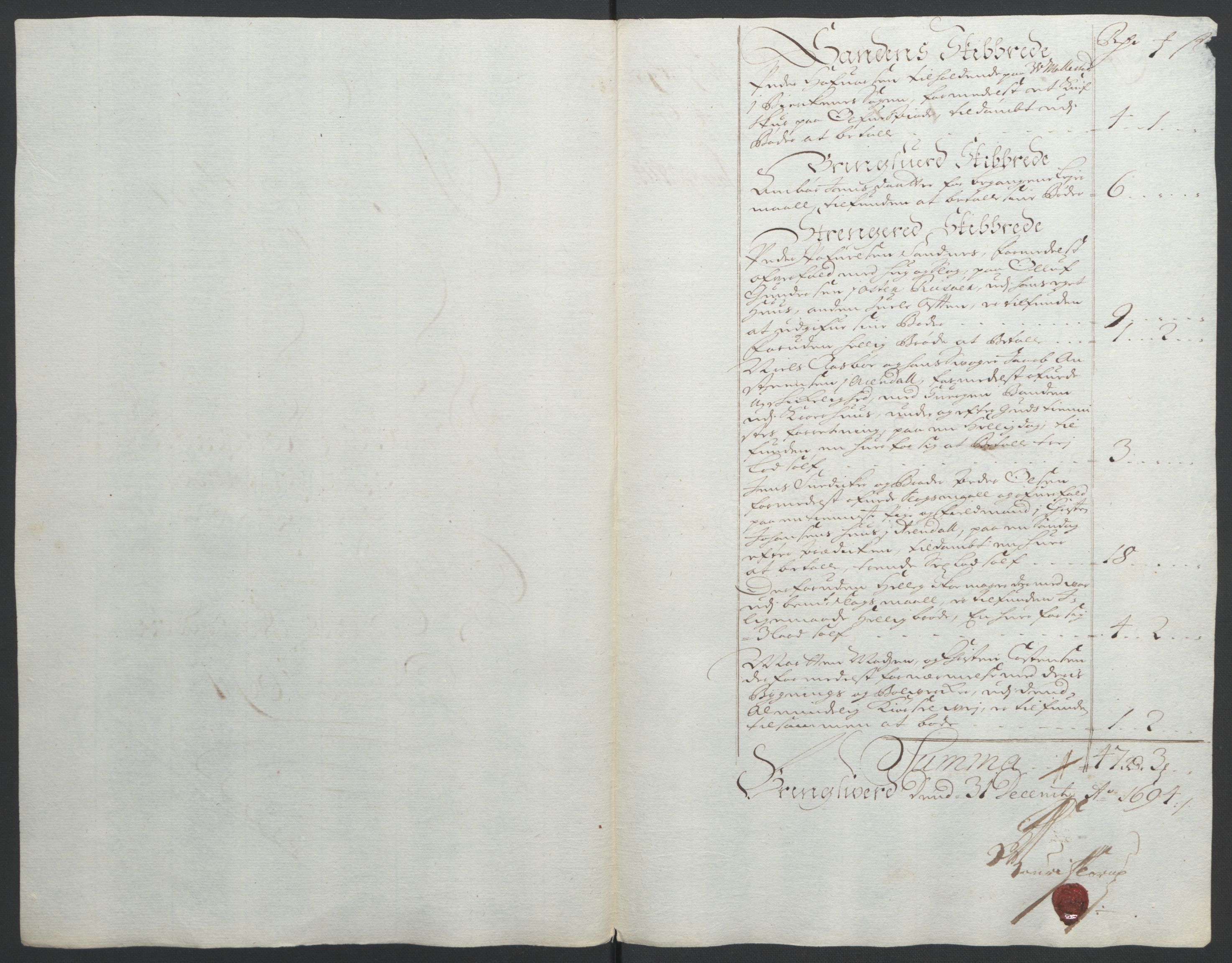 Rentekammeret inntil 1814, Reviderte regnskaper, Fogderegnskap, AV/RA-EA-4092/R39/L2312: Fogderegnskap Nedenes, 1693-1695, p. 137