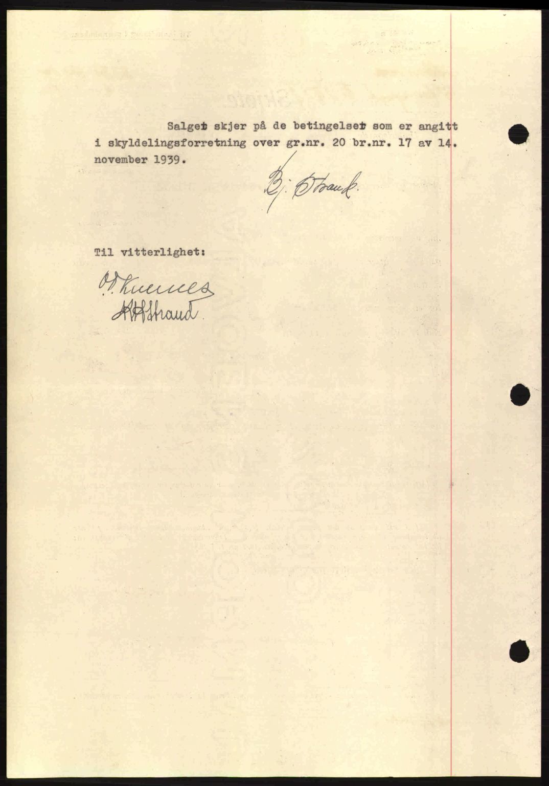 Nordmøre sorenskriveri, AV/SAT-A-4132/1/2/2Ca: Mortgage book no. A87, 1939-1940, Diary no: : 3339/1939