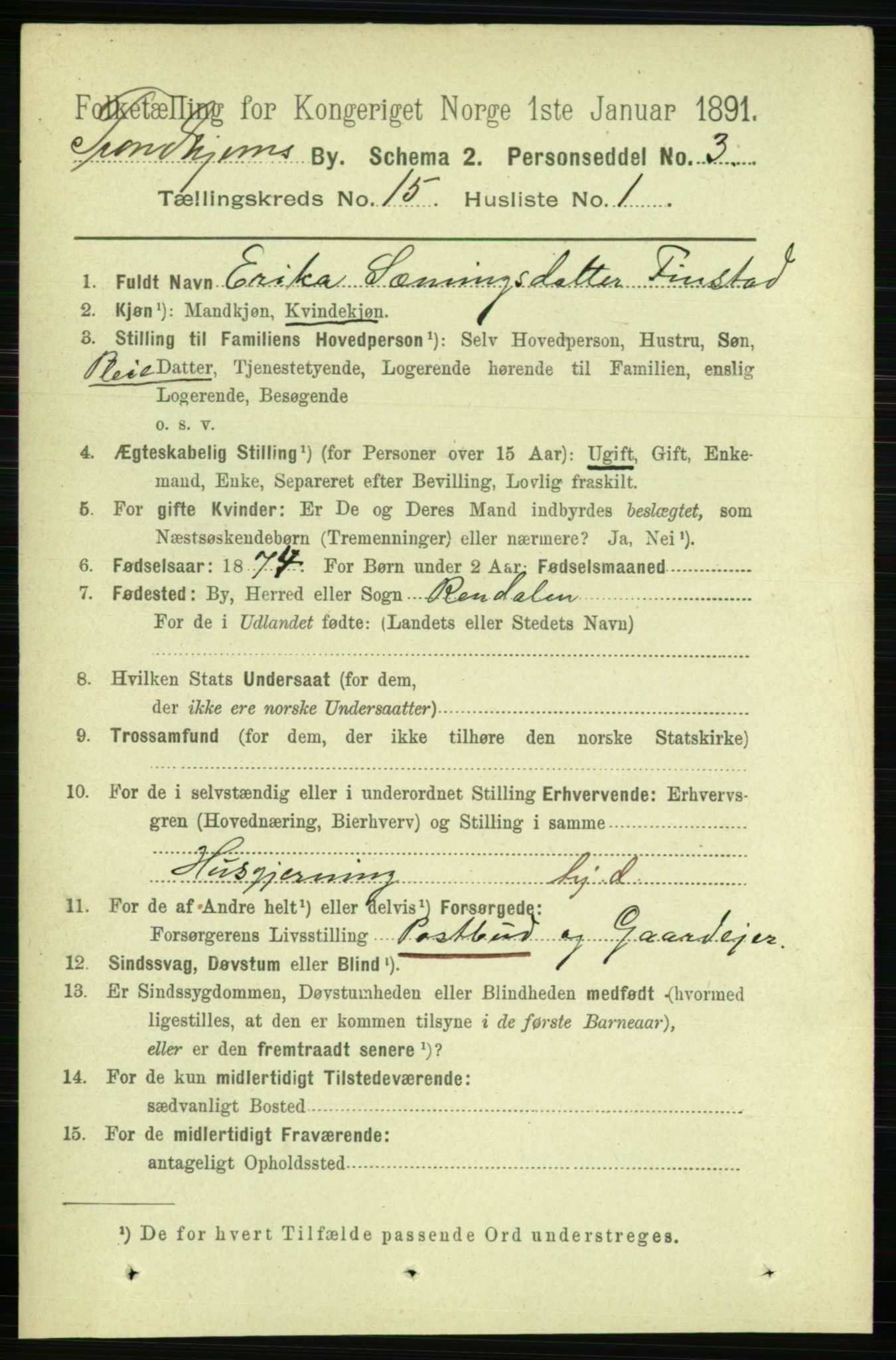 RA, 1891 census for 1601 Trondheim, 1891, p. 11574