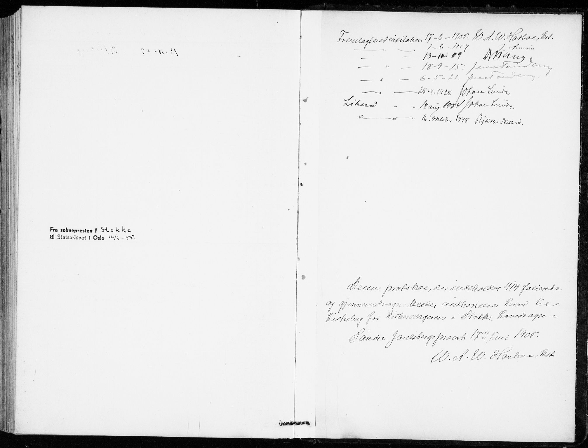 Stokke kirkebøker, AV/SAKO-A-320/G/Ga/L0001: Parish register (copy) no. I 1, 1904-1940