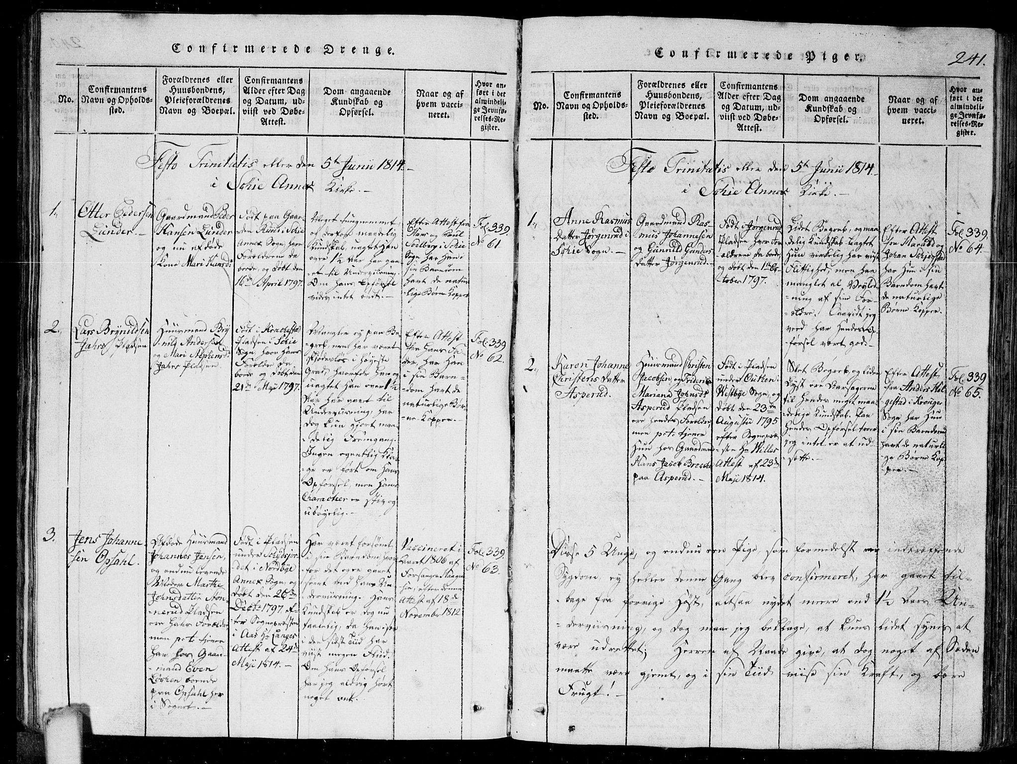 Kråkstad prestekontor Kirkebøker, SAO/A-10125a/G/Ga/L0001: Parish register (copy) no. I 1, 1813-1824, p. 241