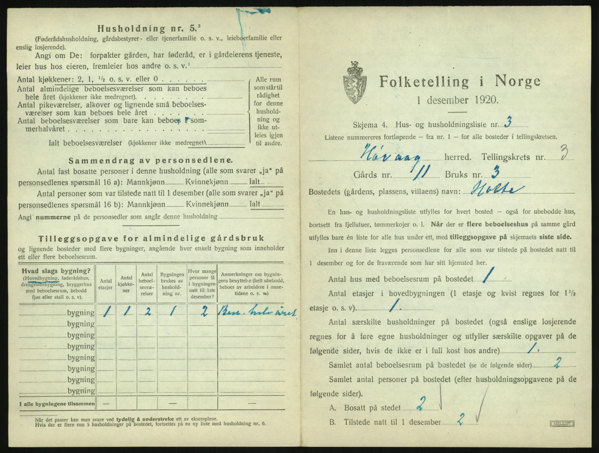 SAK, 1920 census for Høvåg, 1920, p. 170