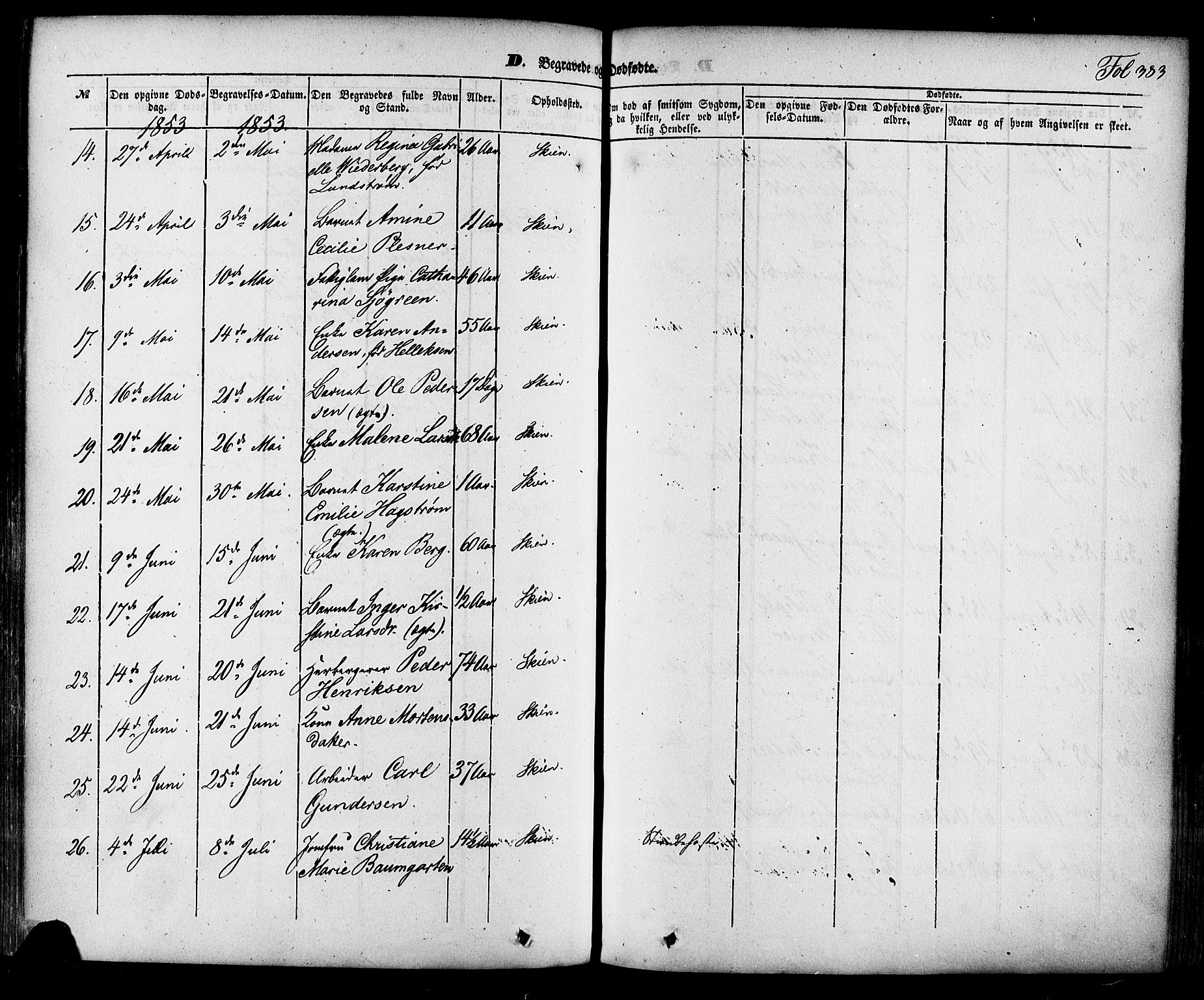 Skien kirkebøker, SAKO/A-302/F/Fa/L0006a: Parish register (official) no. 6A, 1843-1856, p. 383