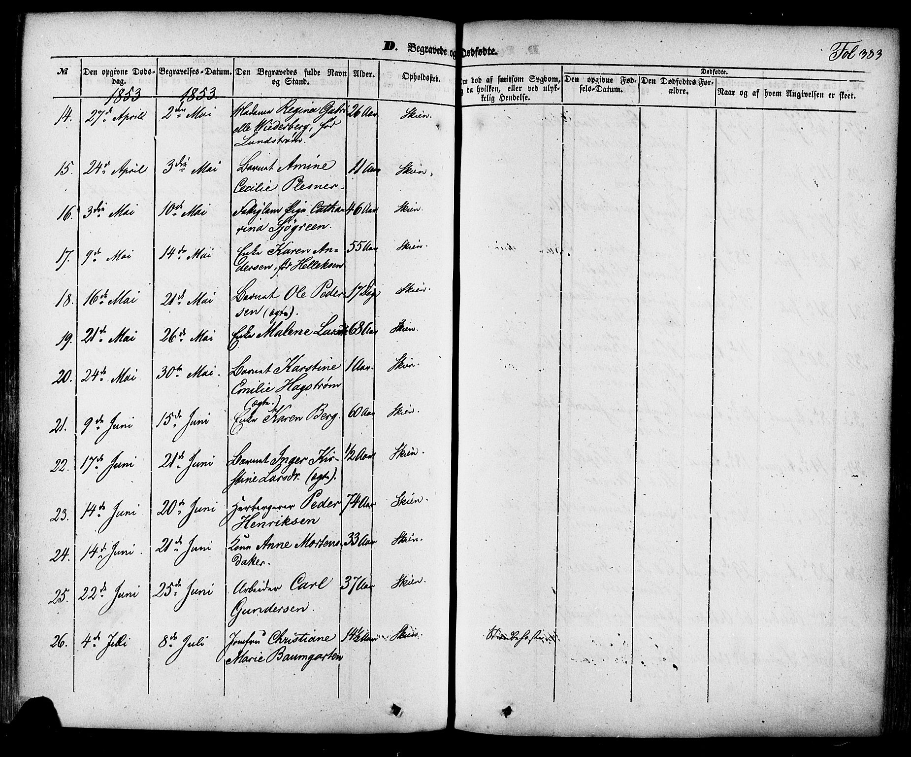 Skien kirkebøker, AV/SAKO-A-302/F/Fa/L0006a: Parish register (official) no. 6A, 1843-1856, p. 383