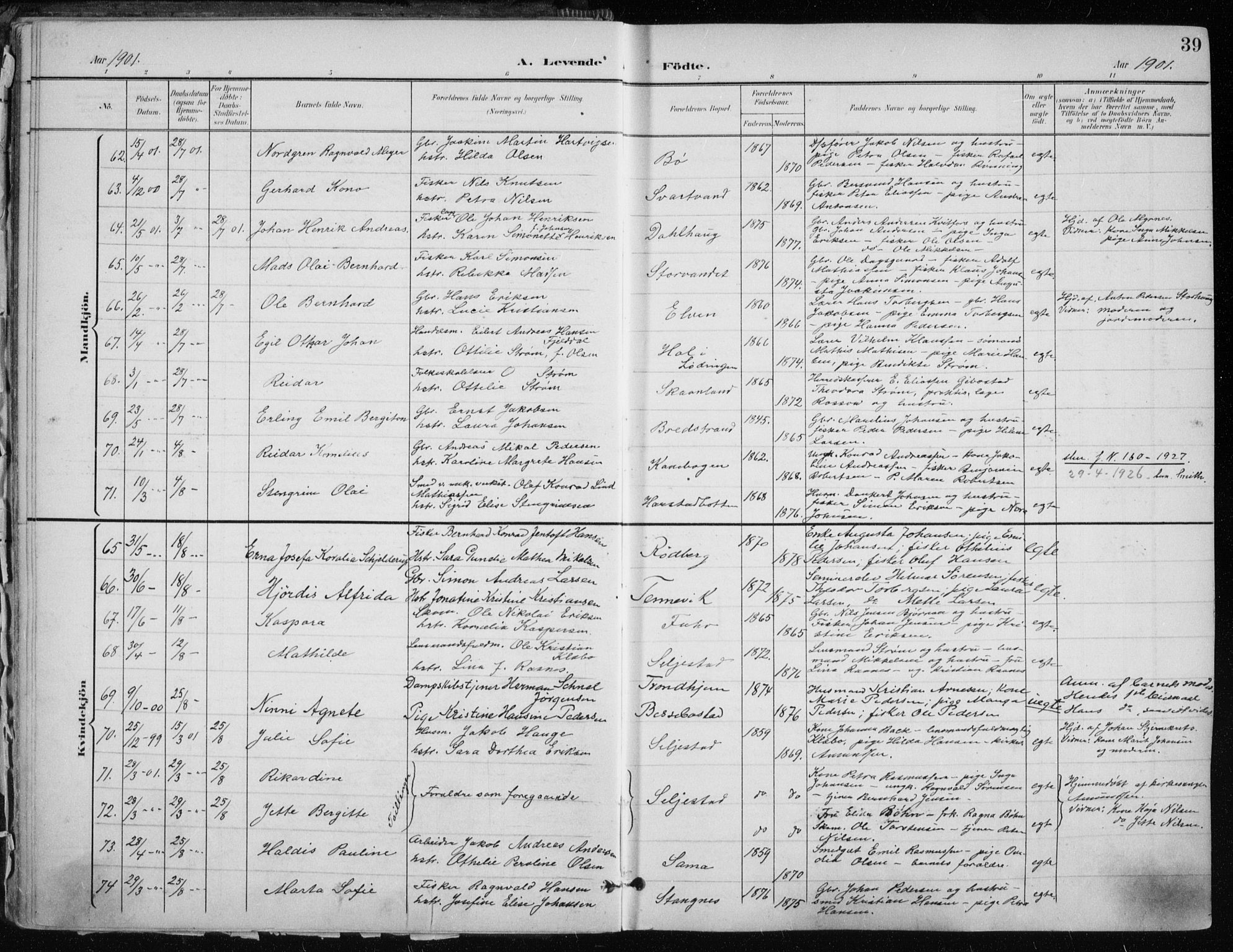 Trondenes sokneprestkontor, SATØ/S-1319/H/Ha/L0017kirke: Parish register (official) no. 17, 1899-1908, p. 39