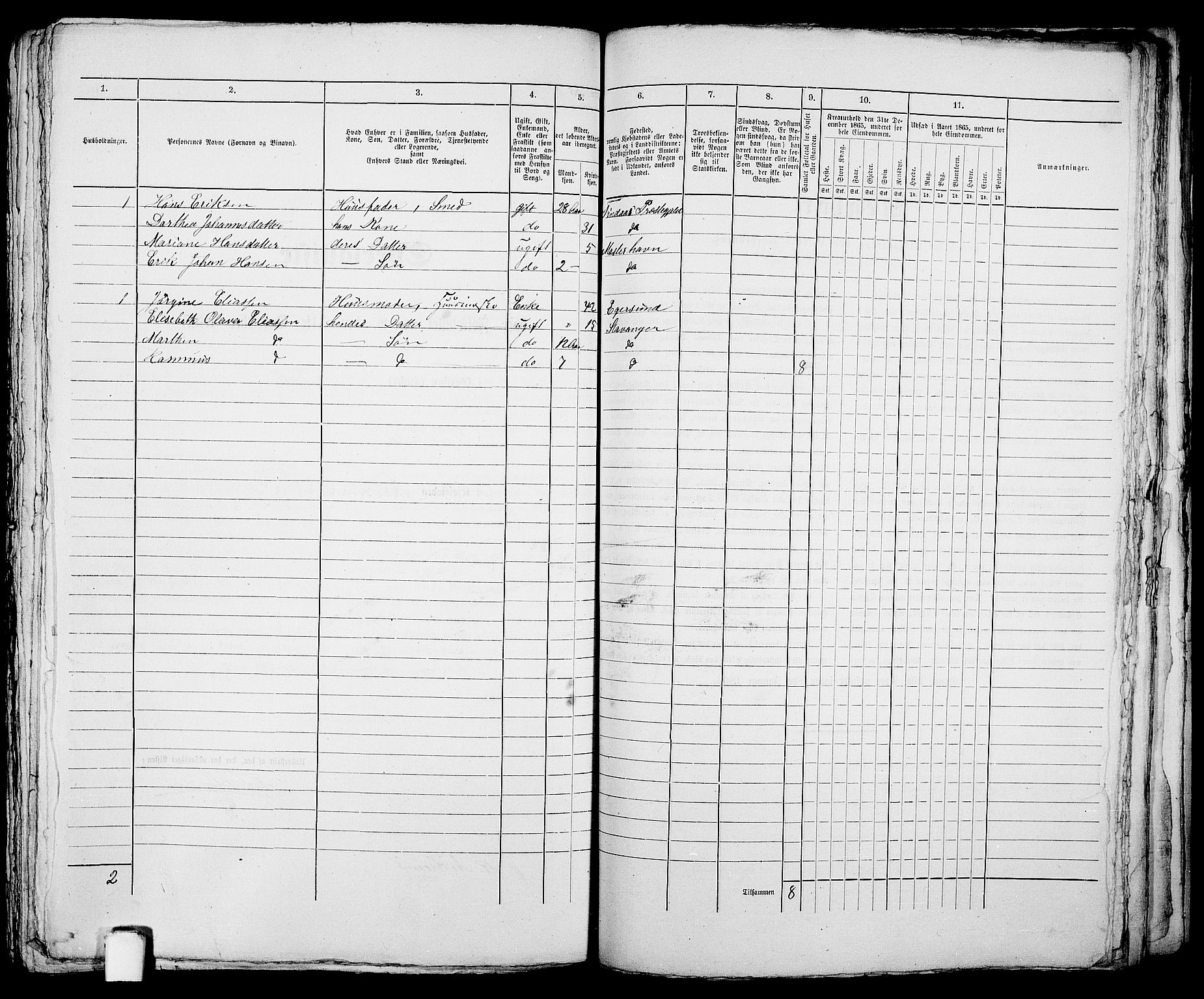 RA, 1865 census for Stavanger, 1865, p. 2405