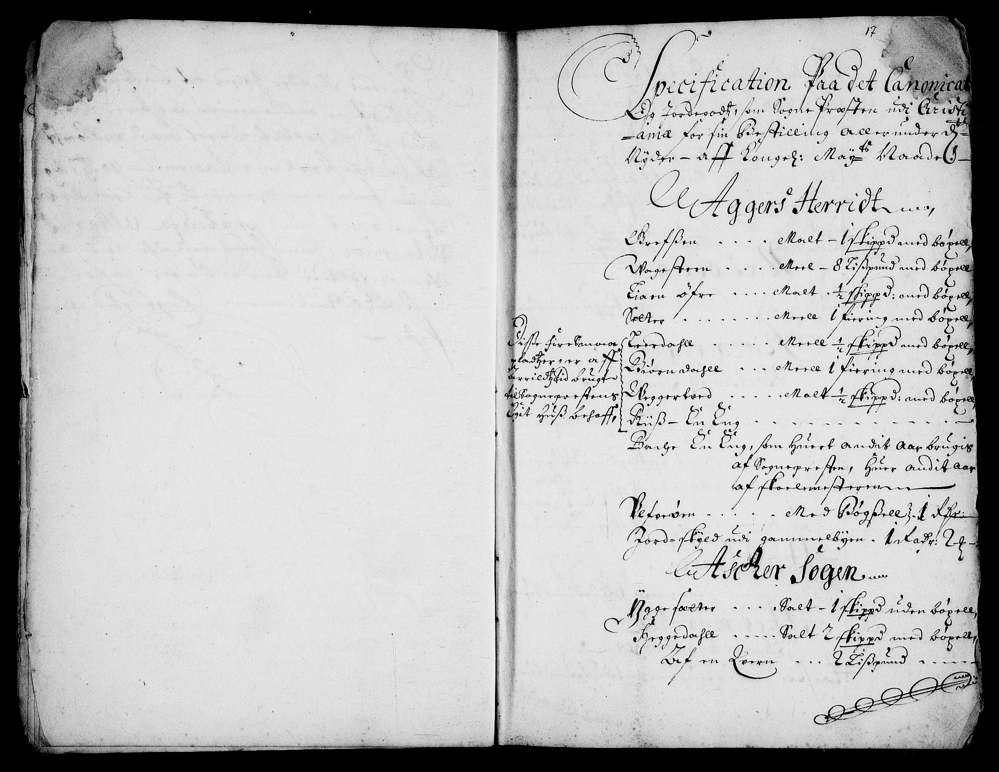 Rentekammeret inntil 1814, Realistisk ordnet avdeling, AV/RA-EA-4070/Fc/Fca/L0001/0006: [Ca I]  Akershus stift / Kristiania kapitels jordebok, 1700, p. 16-17