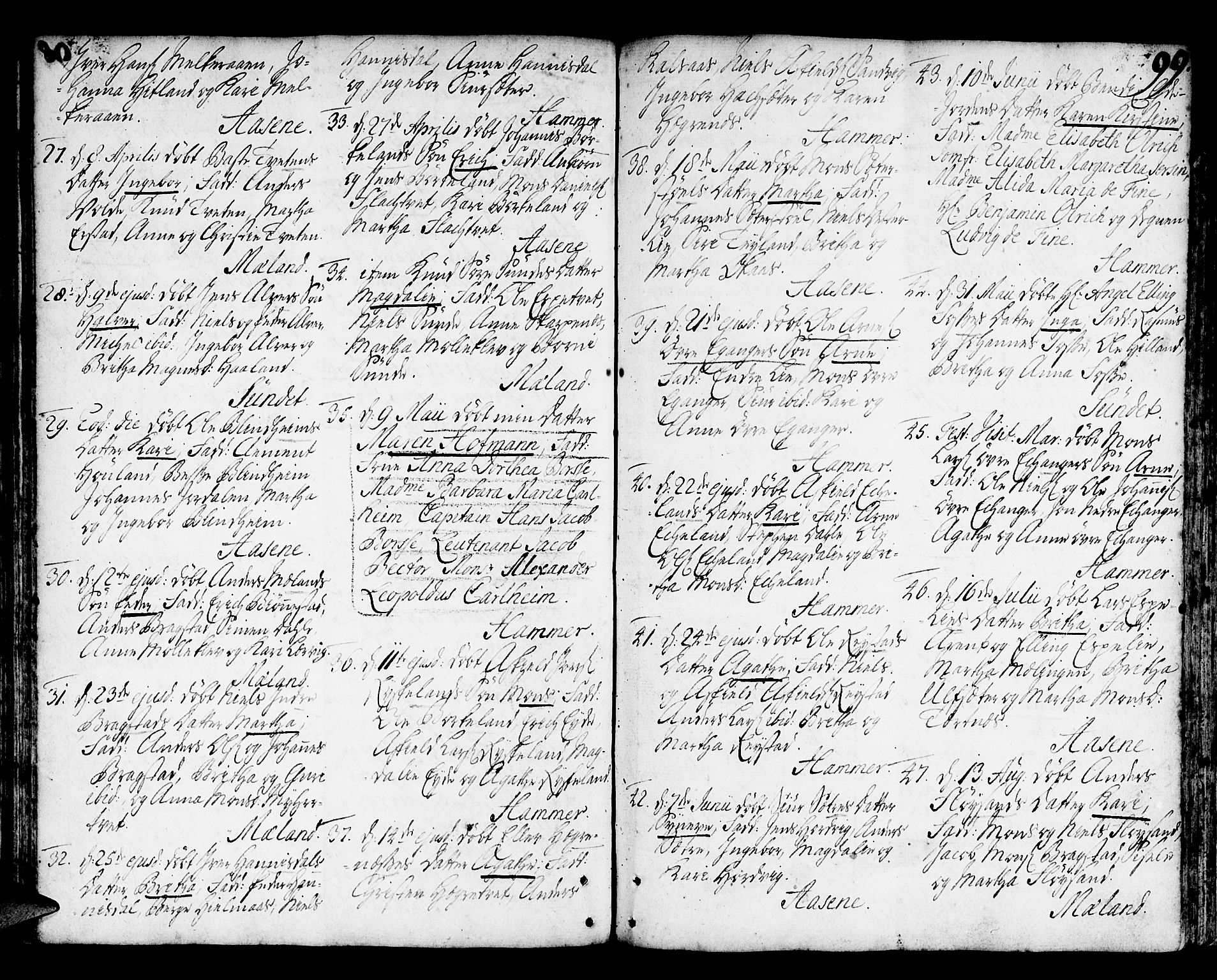 Hamre sokneprestembete, AV/SAB-A-75501/H/Ha/Haa/Haaa/L0006: Parish register (official) no. A 6, 1750-1761, p. 99