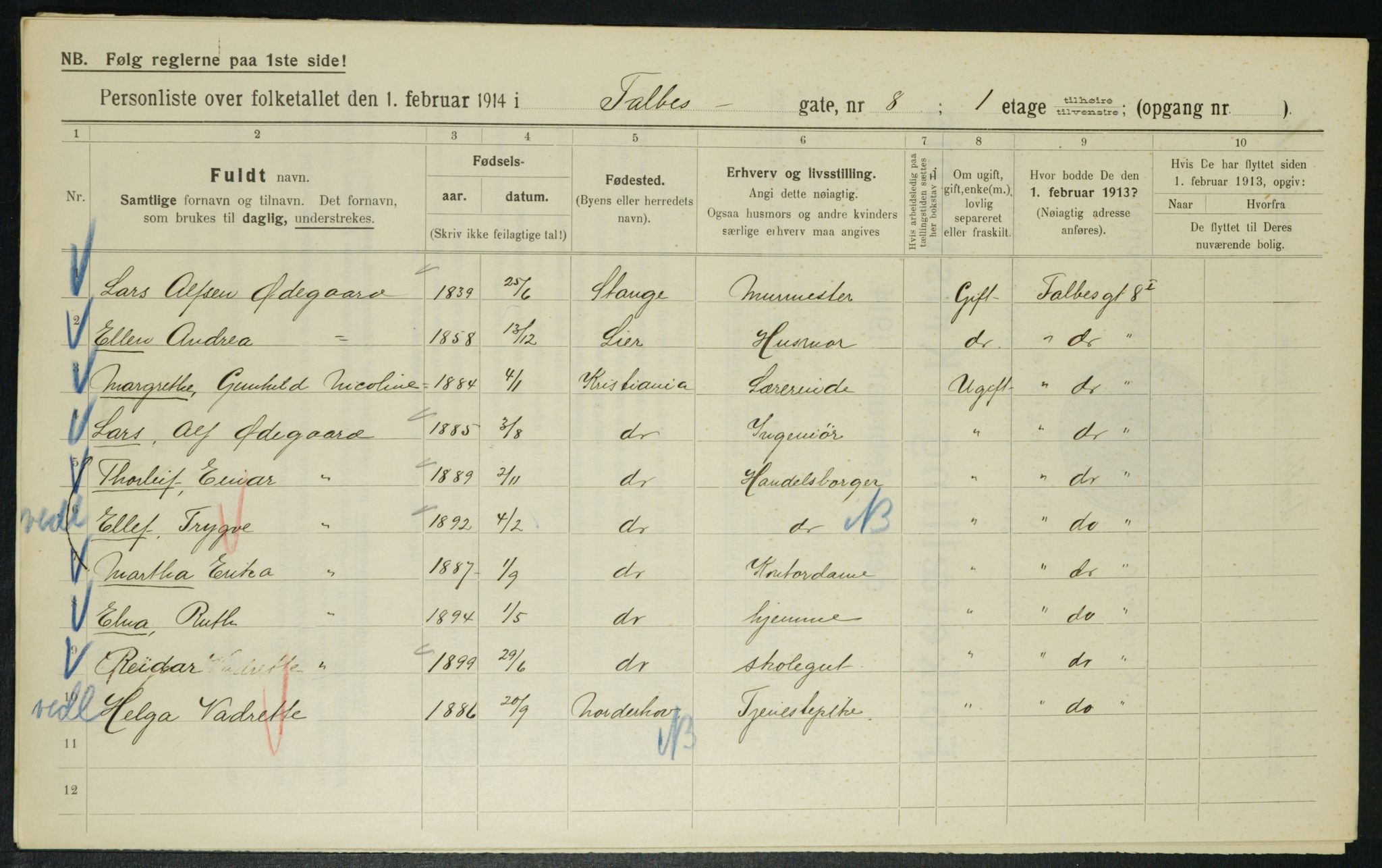 OBA, Municipal Census 1914 for Kristiania, 1914, p. 23342