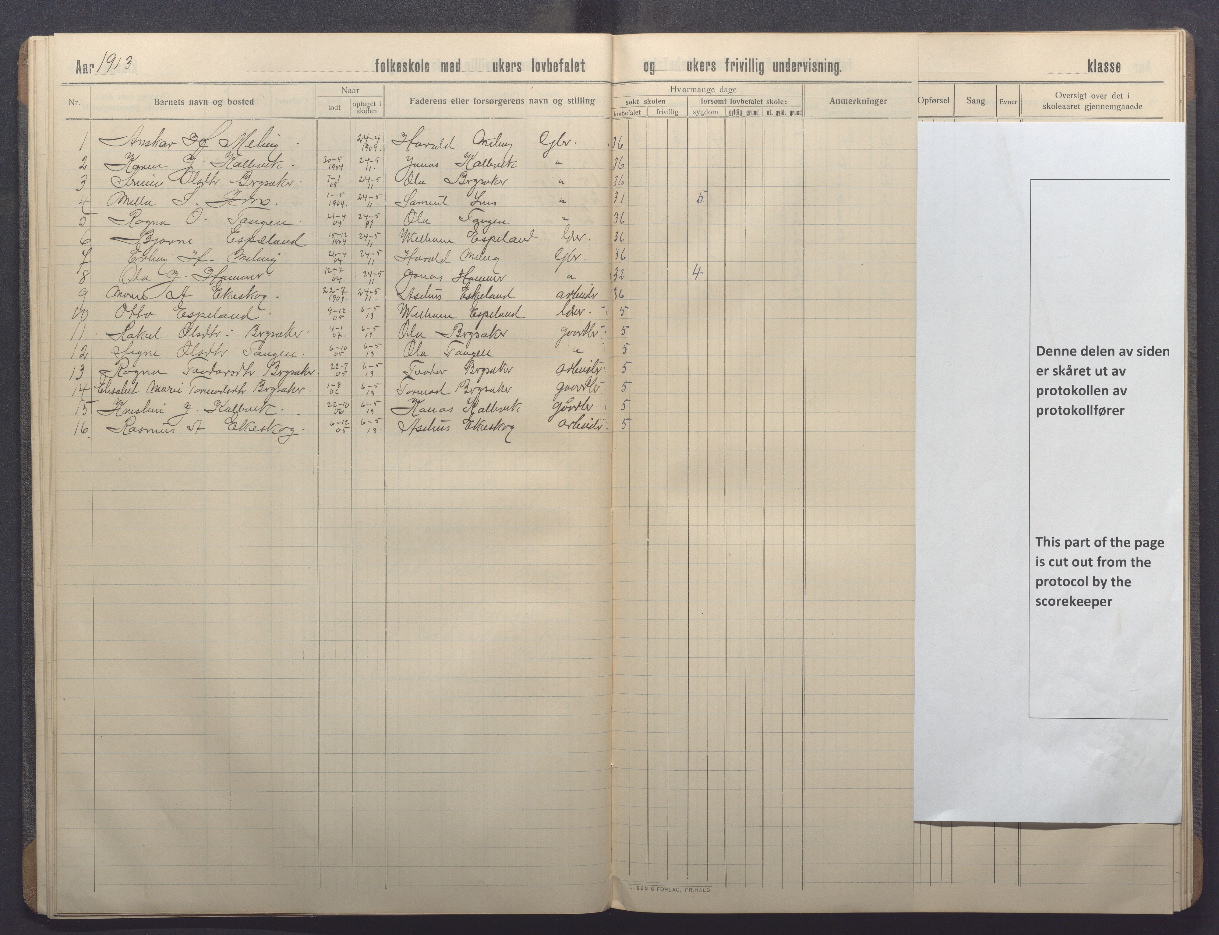 Høle kommune - Eskeland skole, IKAR/K-100028/F/L0001: Skoleprotokoll, 1909-1914, p. 18