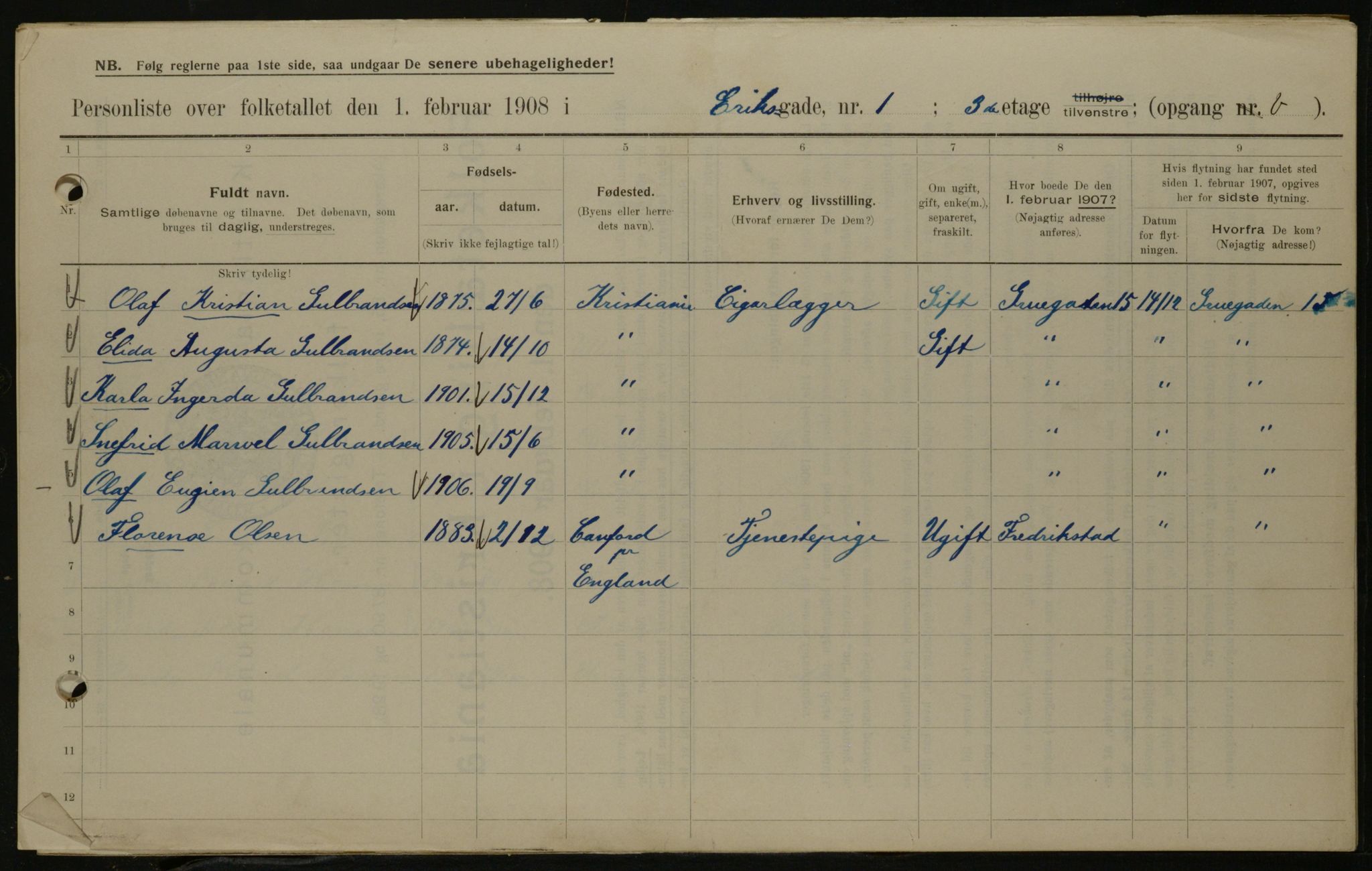 OBA, Municipal Census 1908 for Kristiania, 1908, p. 17925