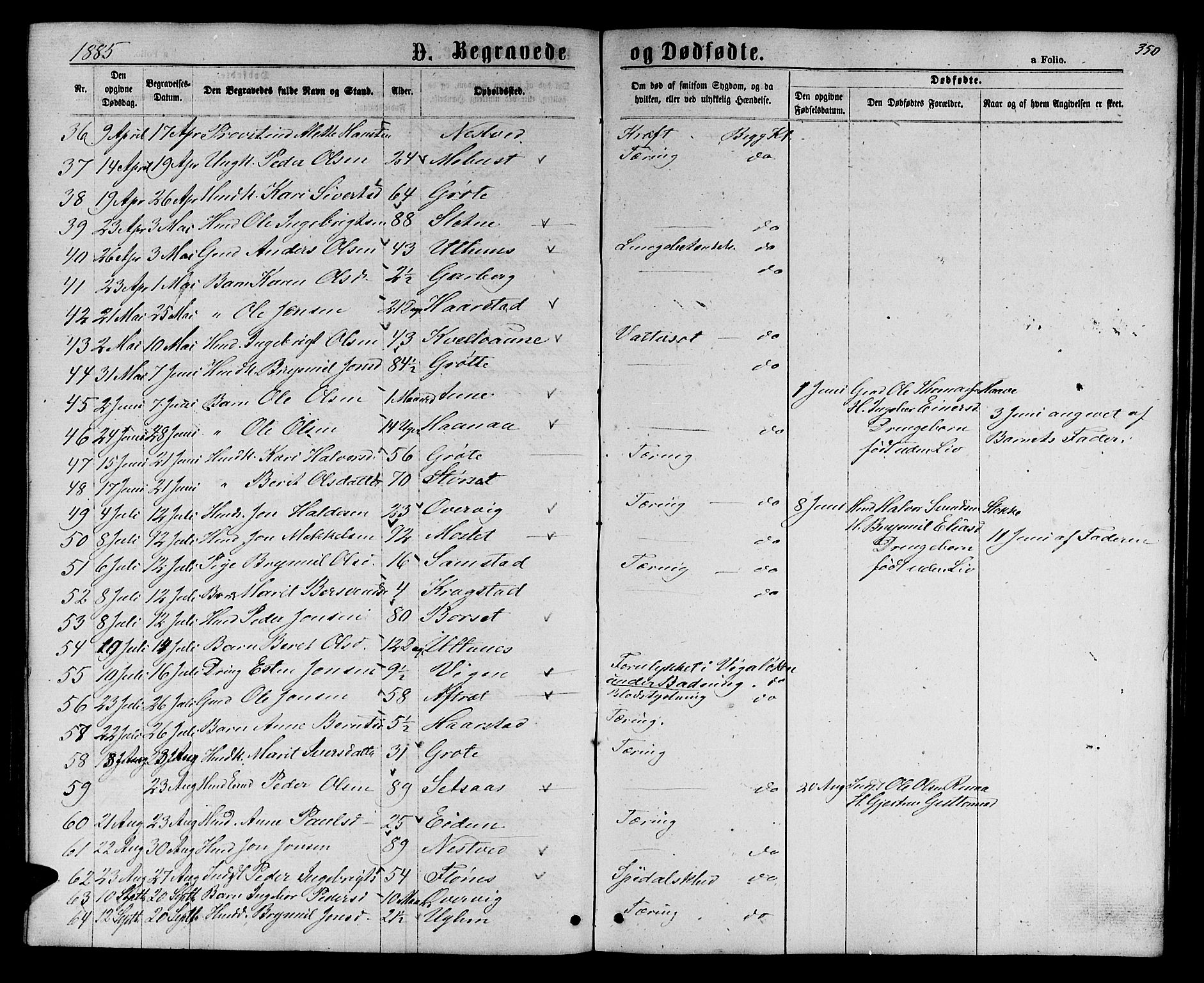 Ministerialprotokoller, klokkerbøker og fødselsregistre - Sør-Trøndelag, SAT/A-1456/695/L1156: Parish register (copy) no. 695C07, 1869-1888, p. 350