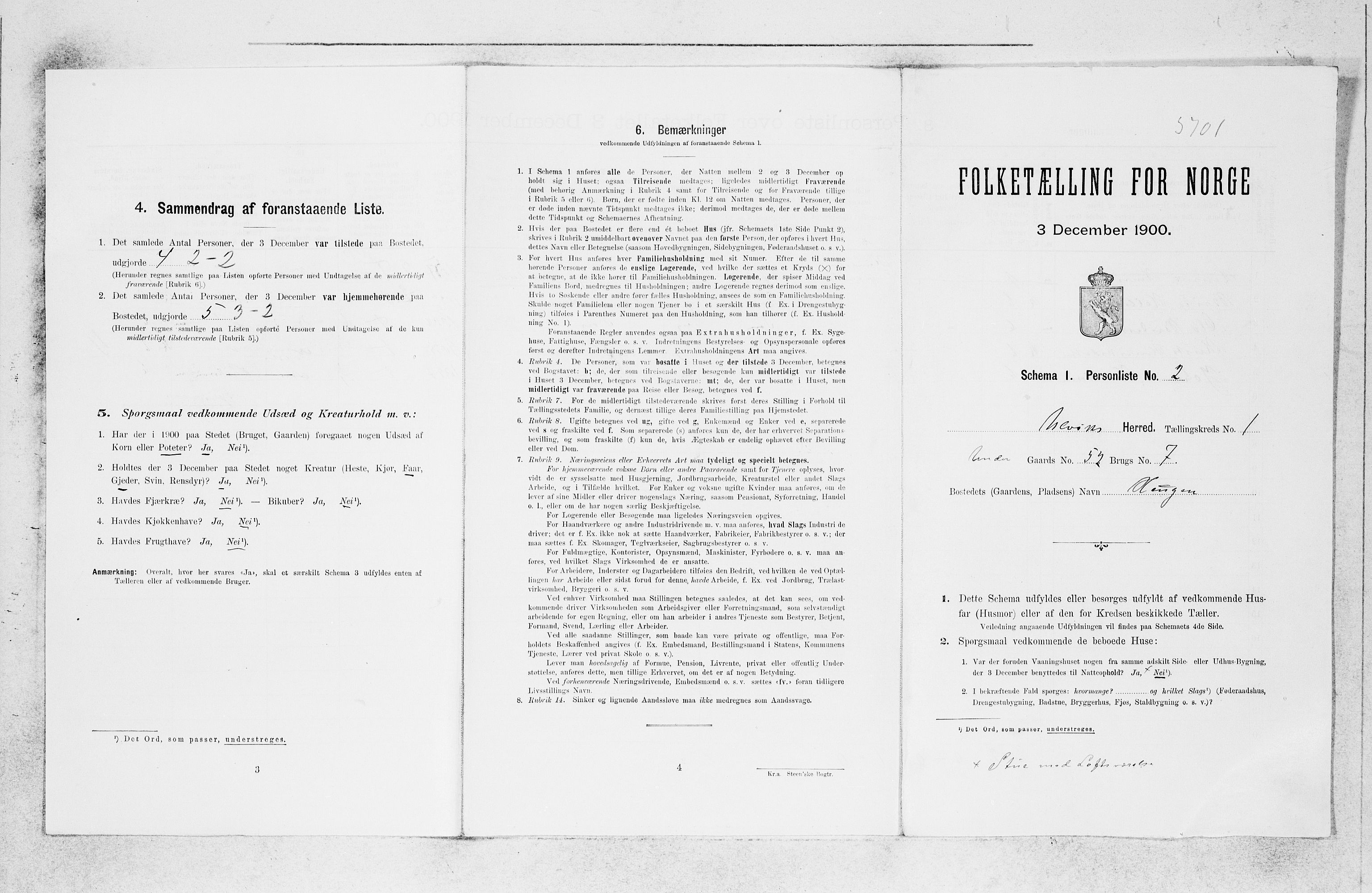 SAB, 1900 census for Ulvik, 1900, p. 17