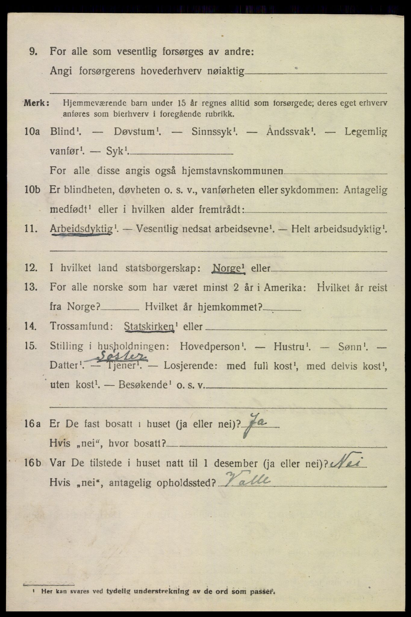 SAK, 1920 census for Valle, 1920, p. 1546