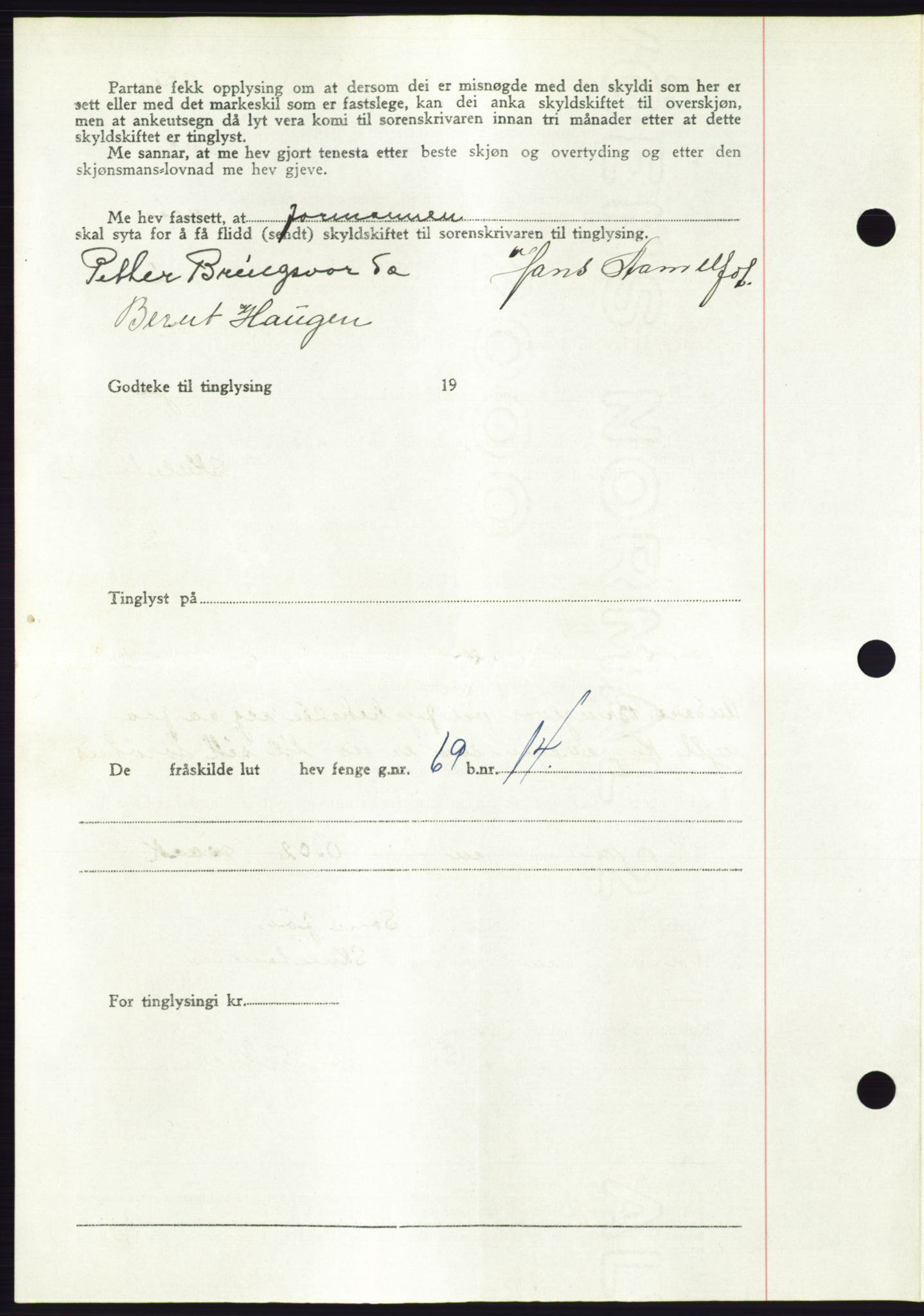 Søre Sunnmøre sorenskriveri, SAT/A-4122/1/2/2C/L0087: Mortgage book no. 13A, 1950-1950, Diary no: : 1065/1950
