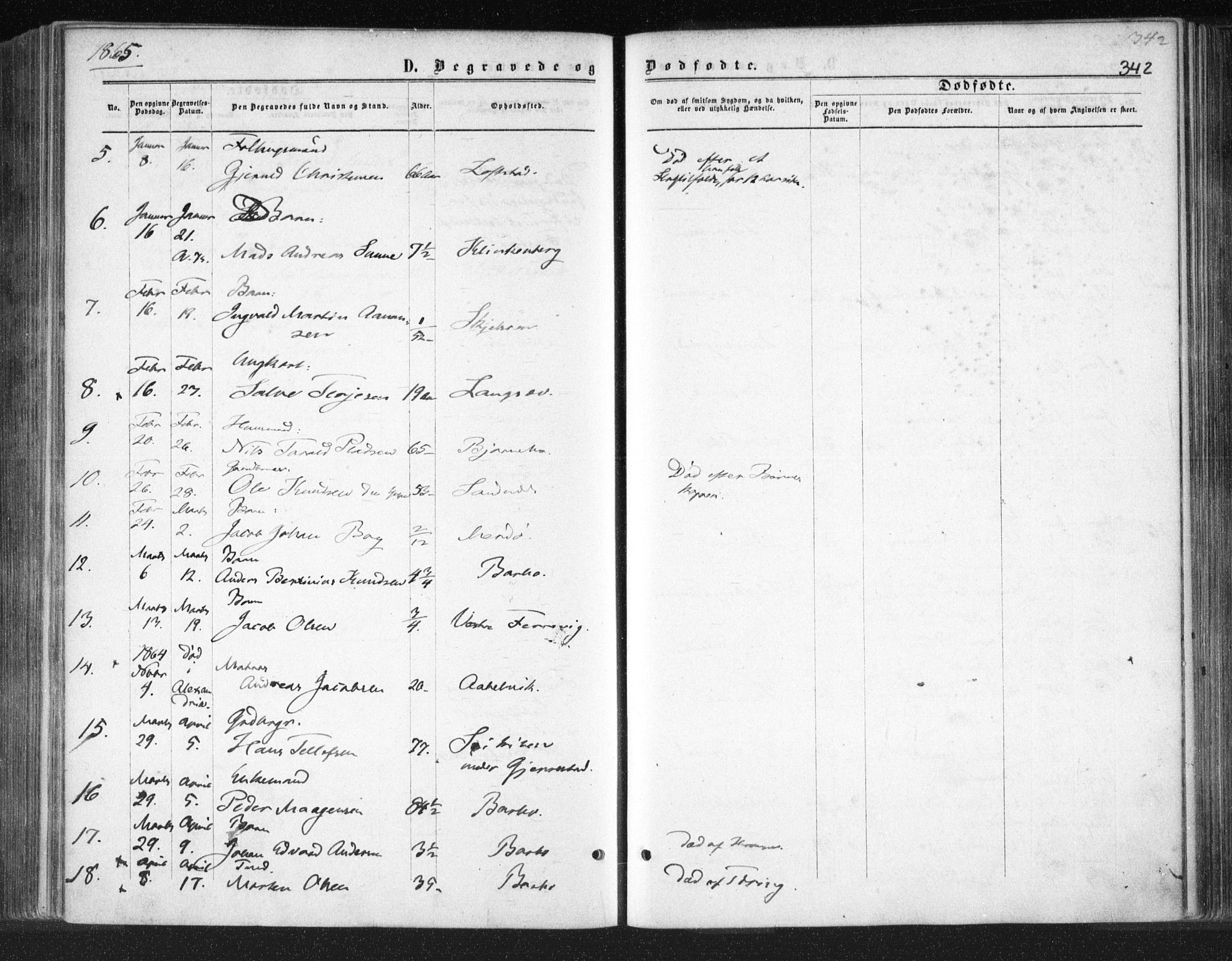 Tromøy sokneprestkontor, SAK/1111-0041/F/Fa/L0007: Parish register (official) no. A 7, 1864-1869, p. 342