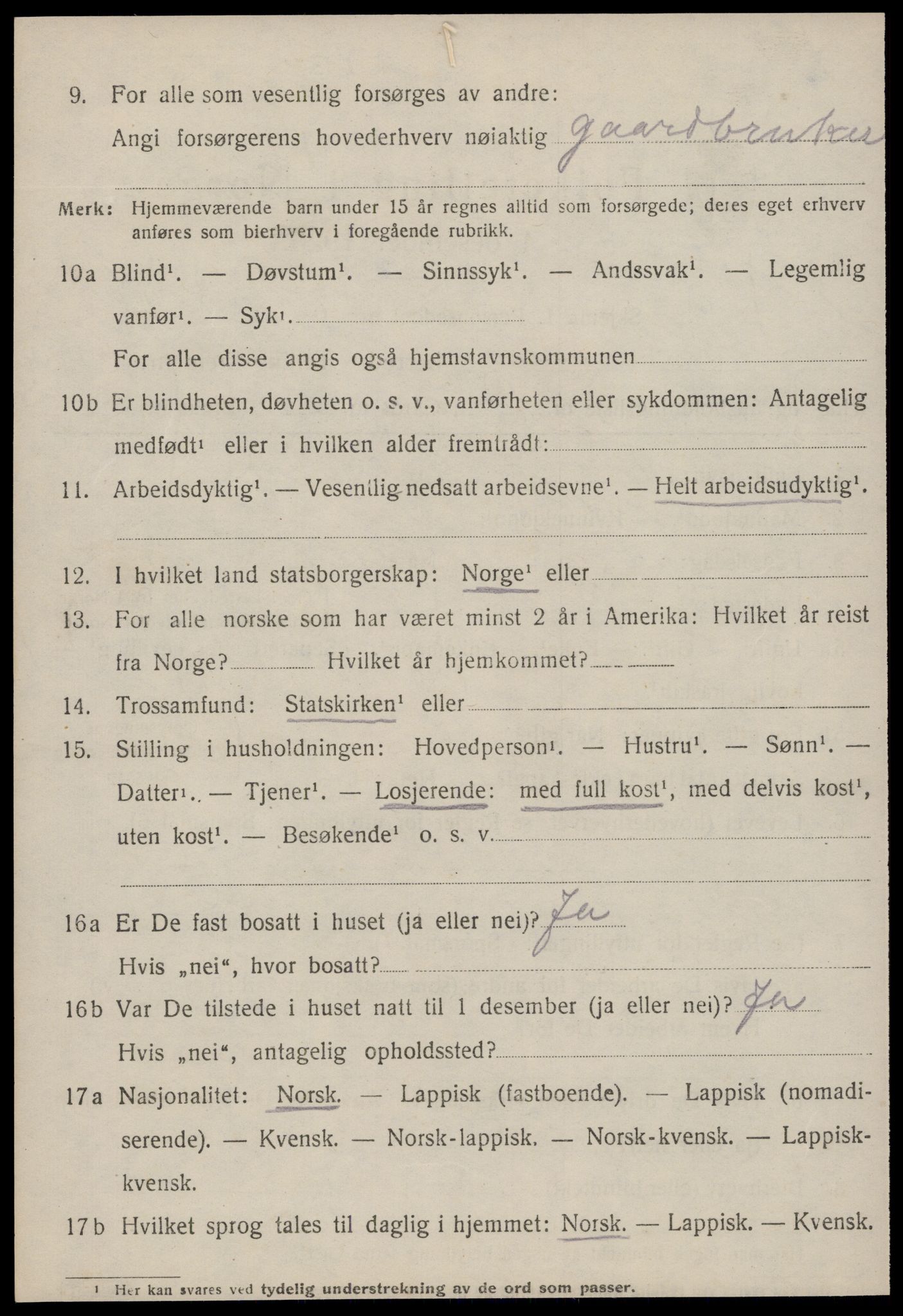 SAT, 1920 census for Ålen, 1920, p. 3595