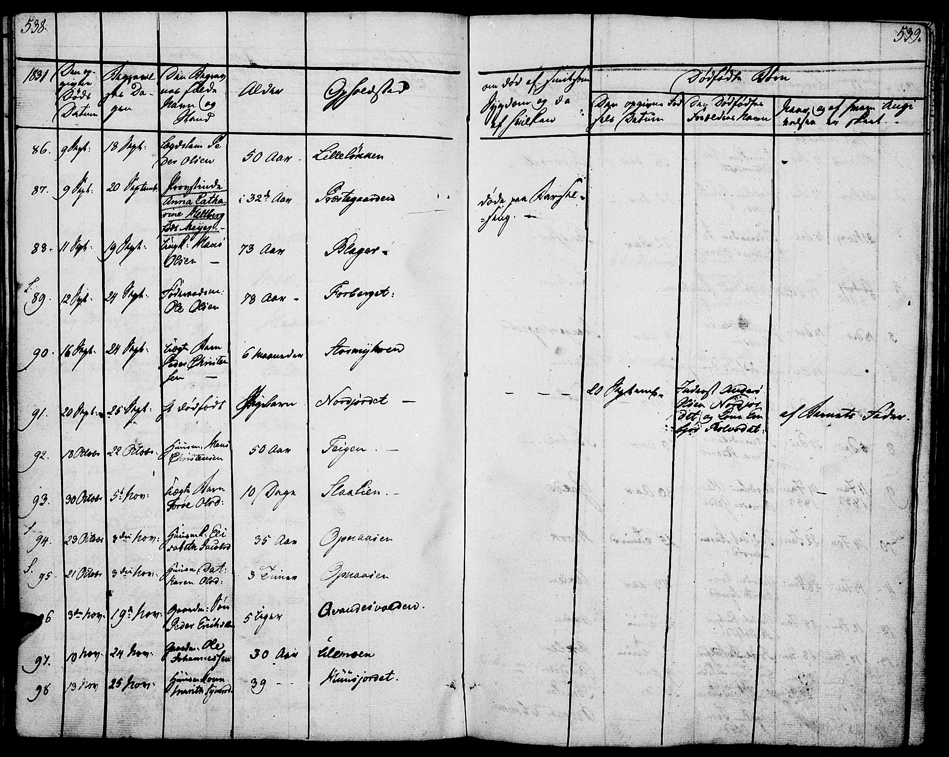 Lom prestekontor, SAH/PREST-070/K/L0005: Parish register (official) no. 5, 1825-1837, p. 538-539
