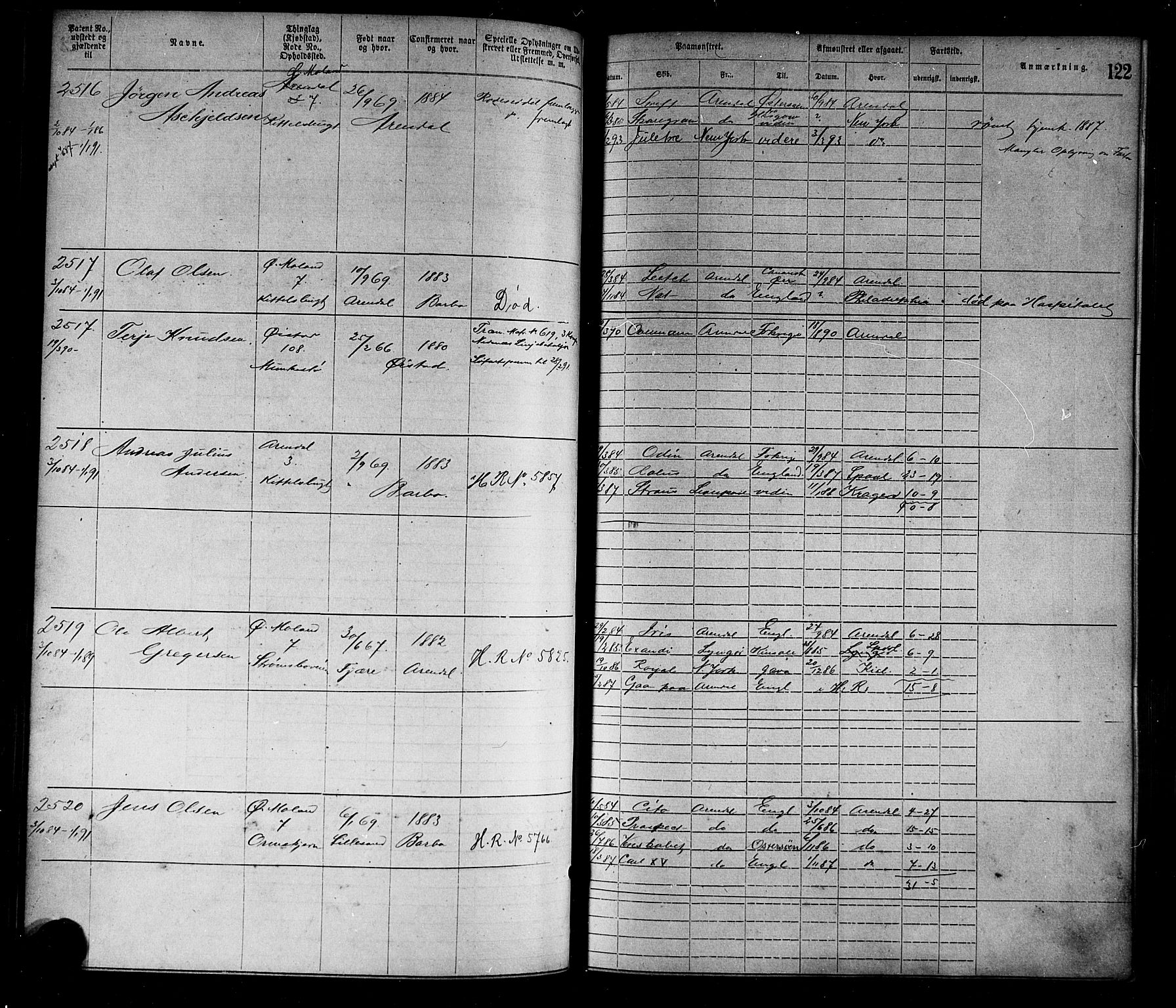 Arendal mønstringskrets, SAK/2031-0012/F/Fa/L0003: Annotasjonsrulle nr 1911-3827 med register, S-3, 1880-1892, p. 151