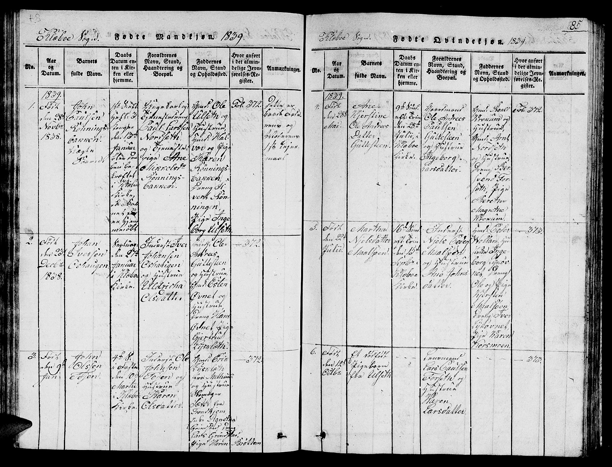 Ministerialprotokoller, klokkerbøker og fødselsregistre - Sør-Trøndelag, SAT/A-1456/618/L0450: Parish register (copy) no. 618C01, 1816-1865, p. 85