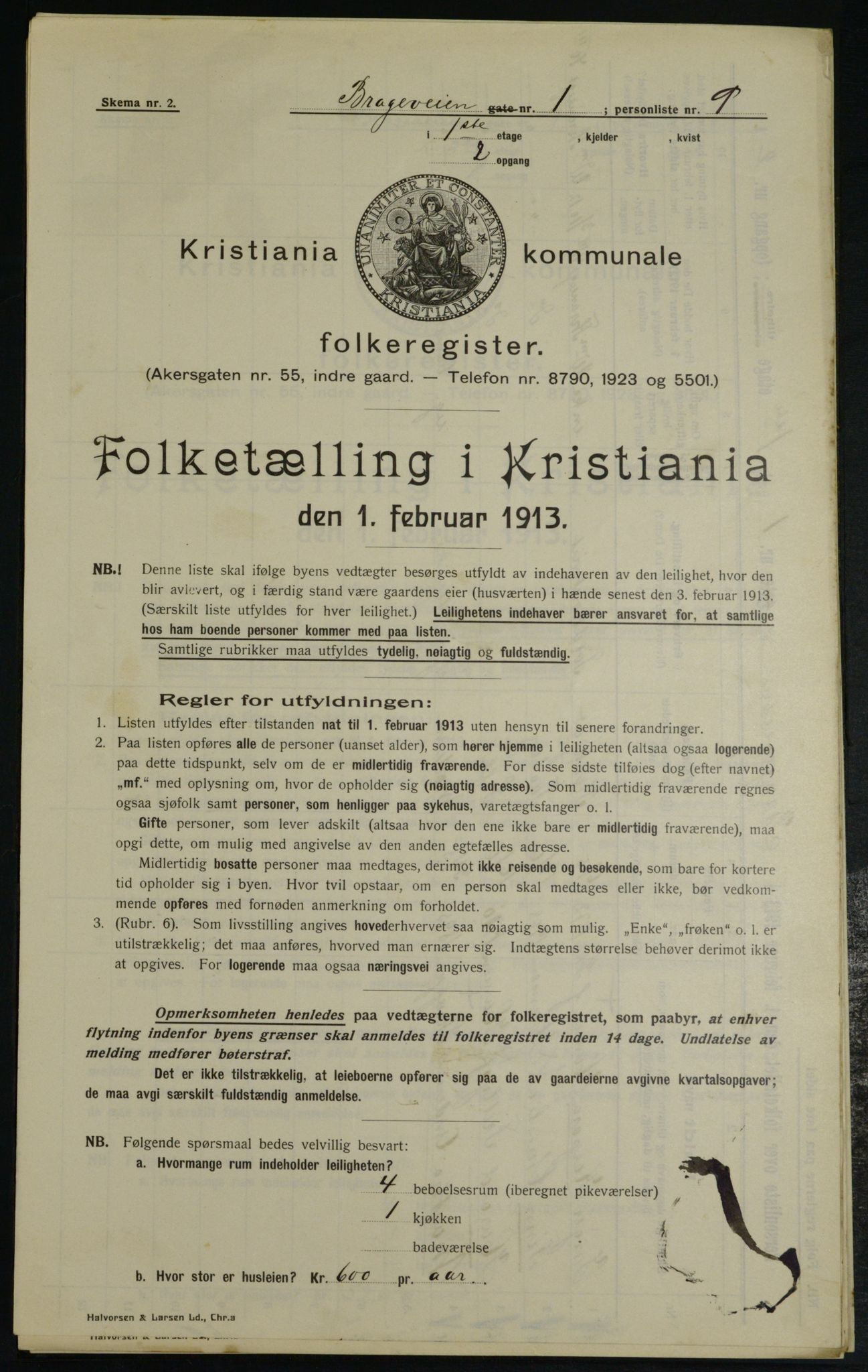 OBA, Municipal Census 1913 for Kristiania, 1913, p. 7946