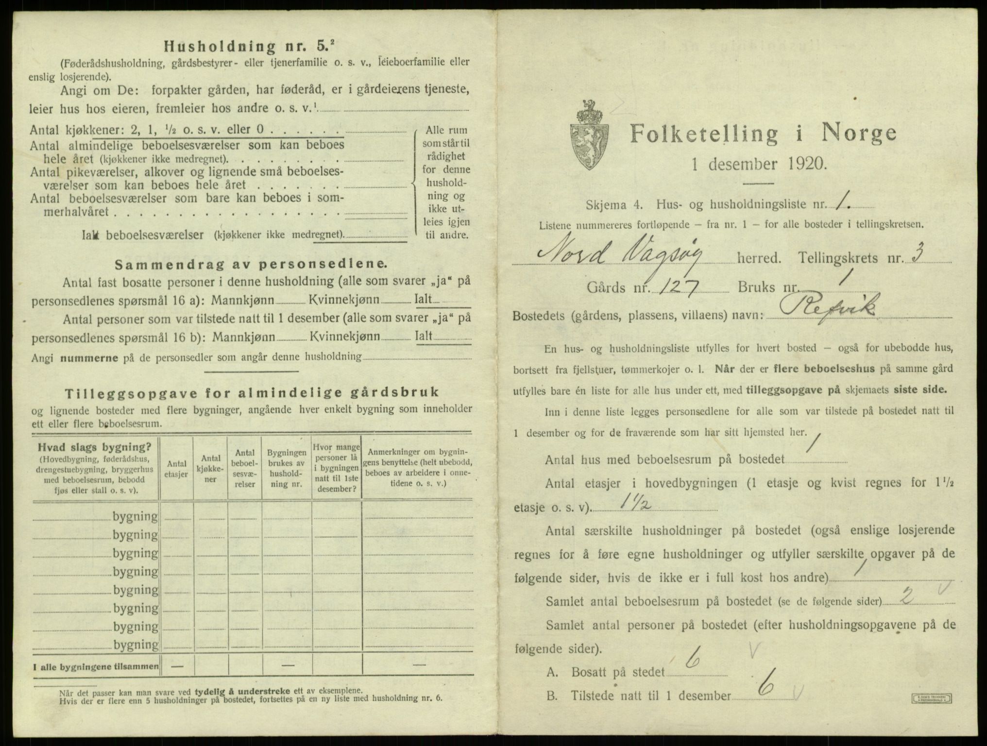 SAB, 1920 census for Nord-Vågsøy, 1920, p. 118