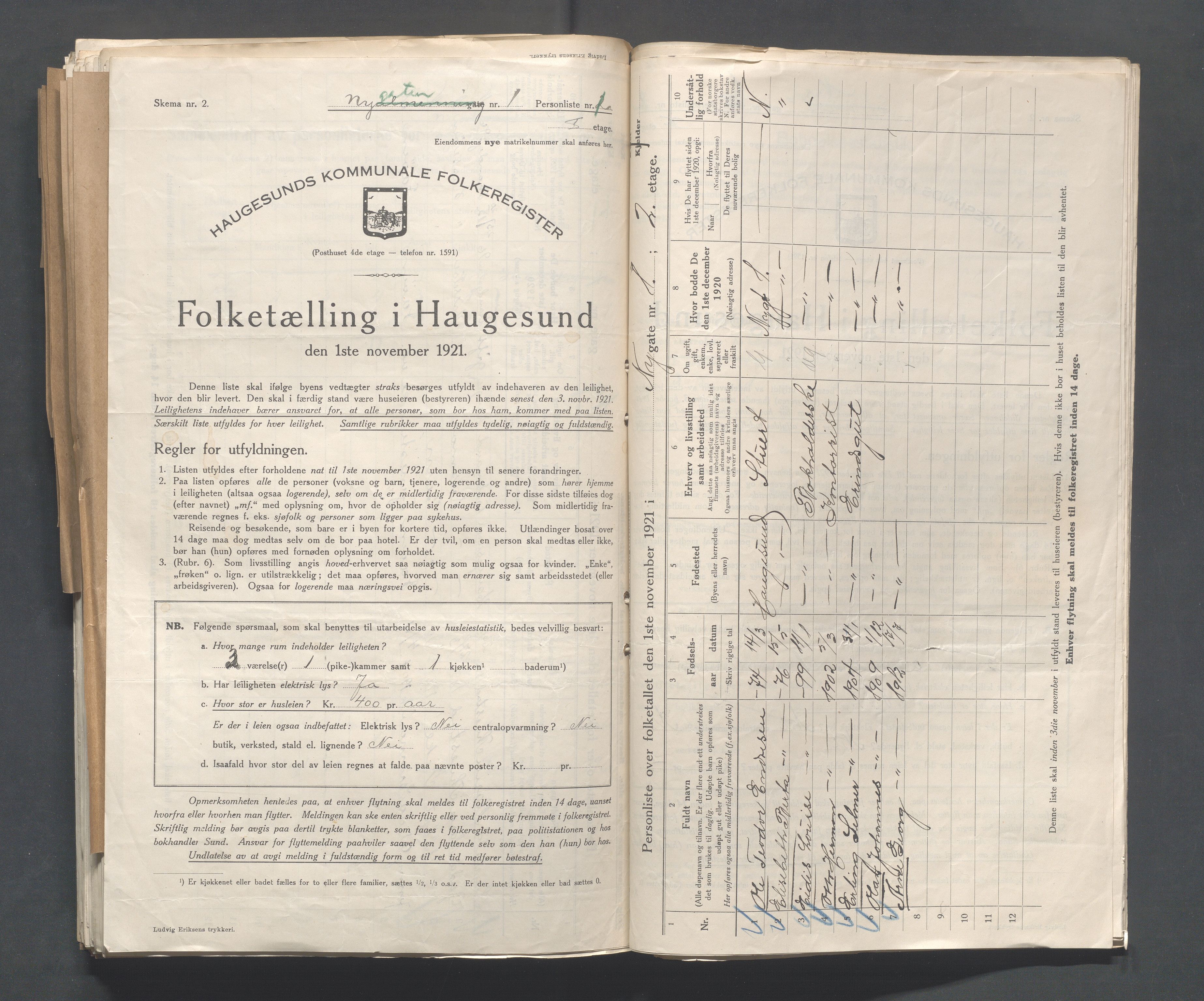 IKAR, Local census 1.11.1921 for Haugesund, 1921, p. 3167