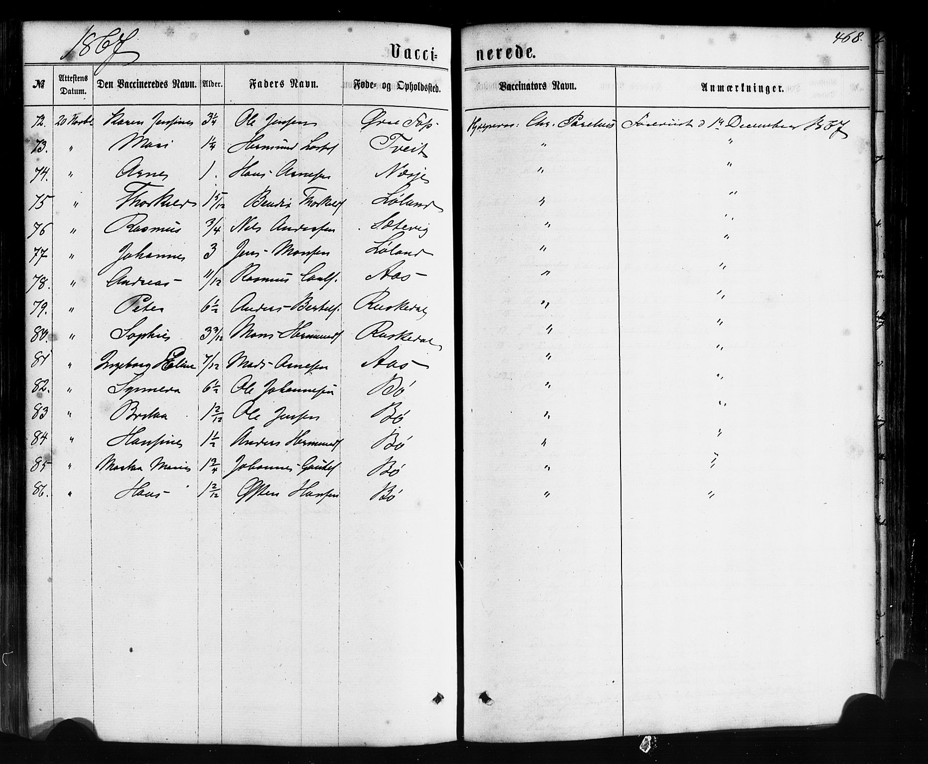 Hyllestad sokneprestembete, SAB/A-80401: Parish register (official) no. A 1, 1861-1886, p. 468
