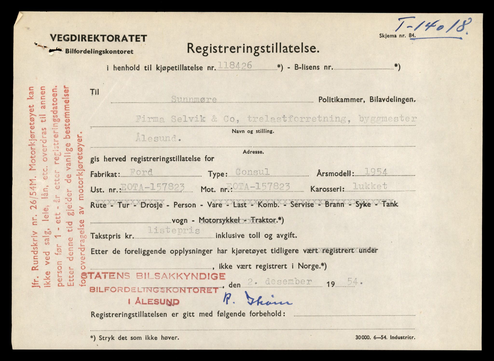 Møre og Romsdal vegkontor - Ålesund trafikkstasjon, AV/SAT-A-4099/F/Fe/L0042: Registreringskort for kjøretøy T 13906 - T 14079, 1927-1998, p. 1683