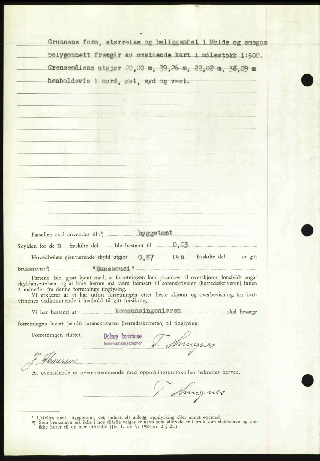 Romsdal sorenskriveri, AV/SAT-A-4149/1/2/2C: Mortgage book no. A23, 1947-1947, Diary no: : 1277/1947