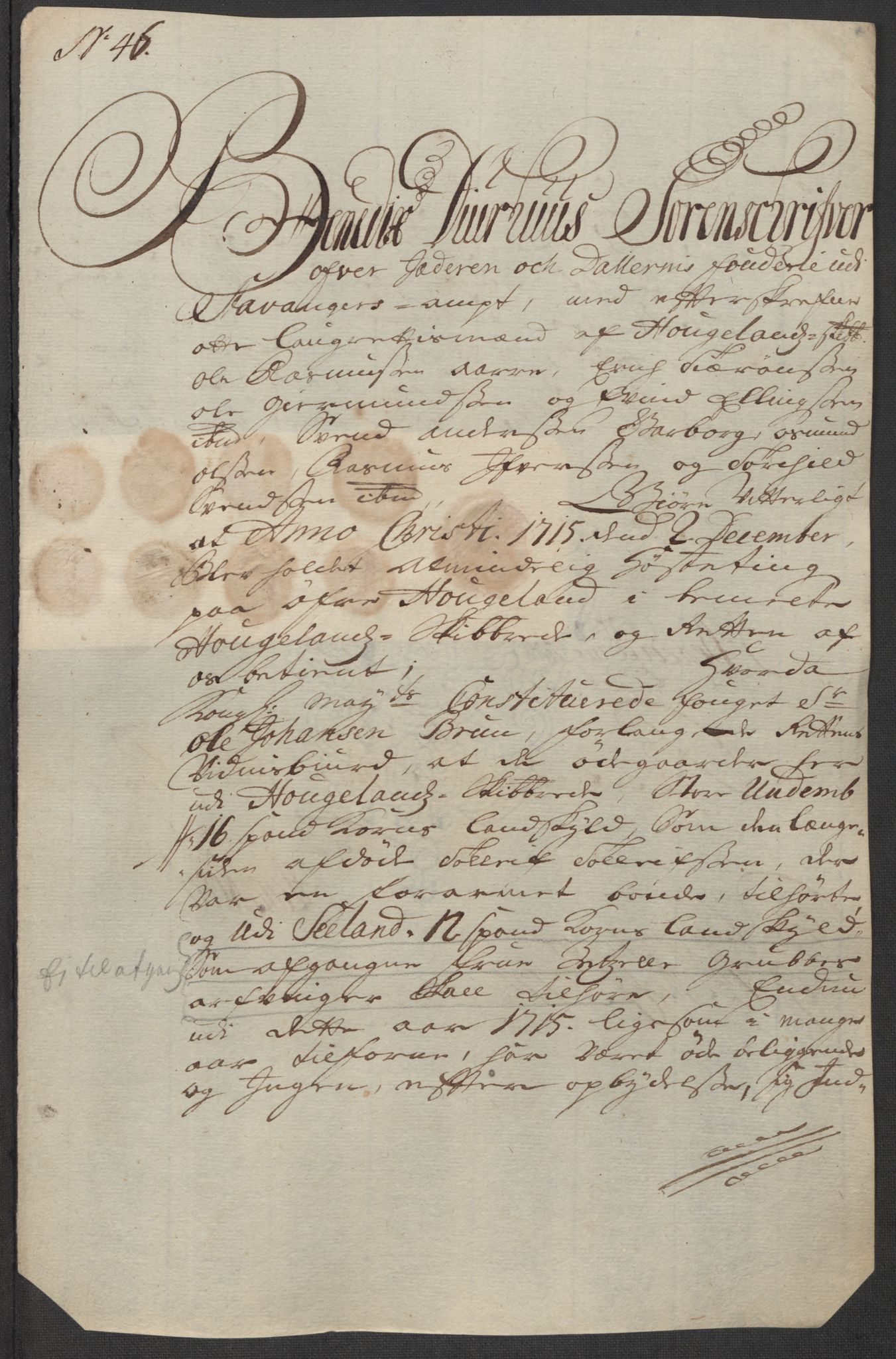 Rentekammeret inntil 1814, Reviderte regnskaper, Fogderegnskap, AV/RA-EA-4092/R46/L2740: Fogderegnskap Jæren og Dalane, 1715-1716, p. 225