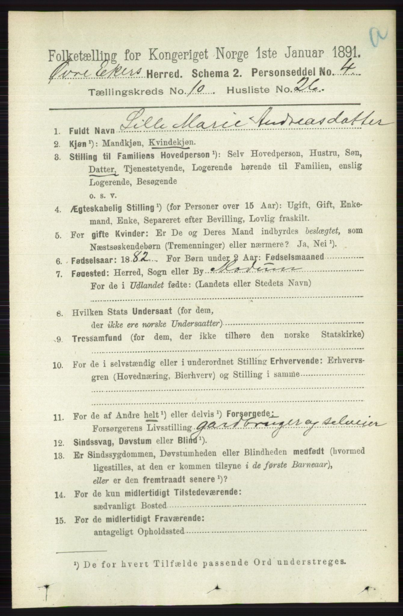 RA, 1891 census for 0624 Øvre Eiker, 1891, p. 4192