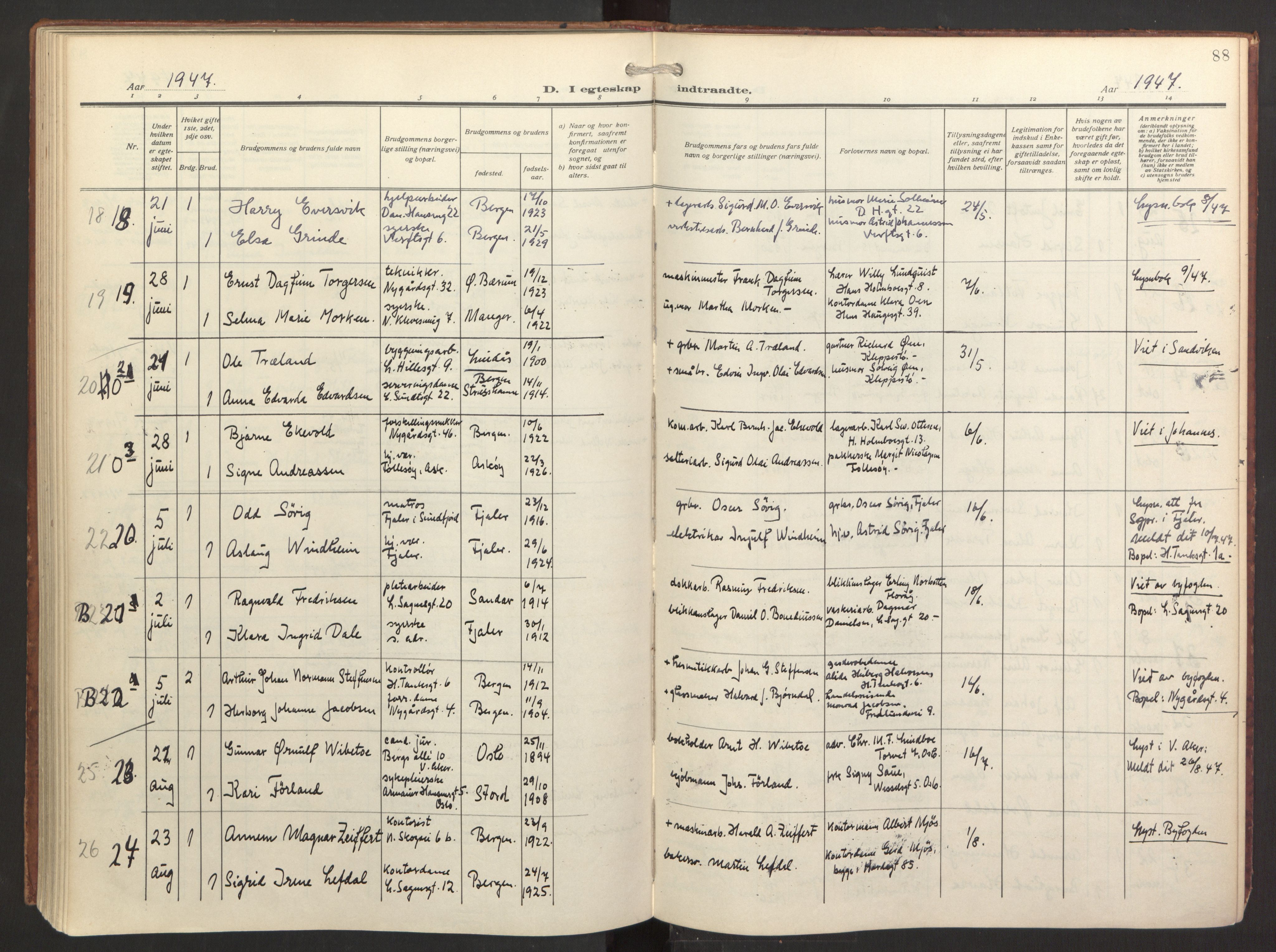 St. Jacob sokneprestembete, AV/SAB-A-78001/H/Haa/L0005: Parish register (official) no. C 1, 1917-1951, p. 88