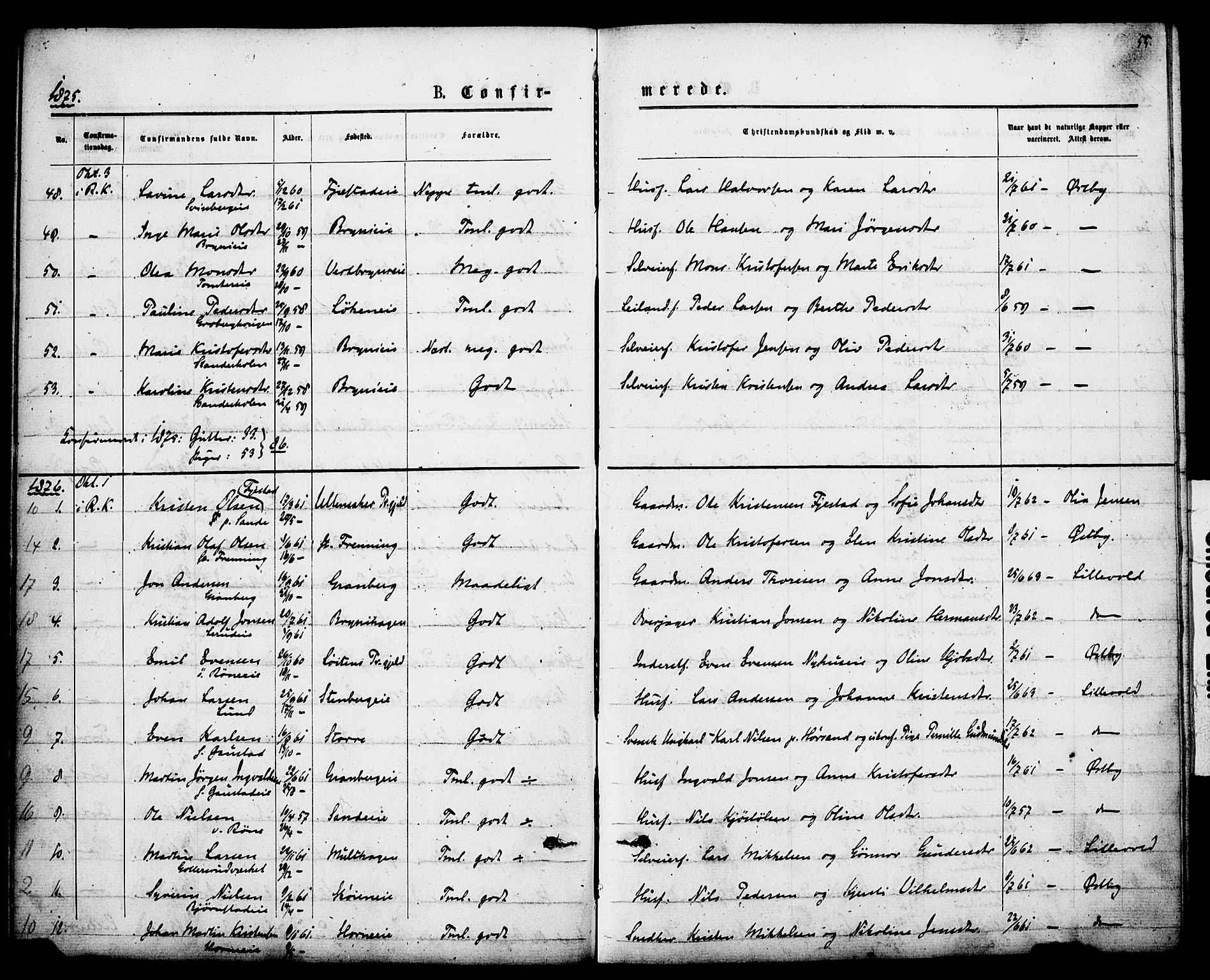 Romedal prestekontor, SAH/PREST-004/K/L0007: Parish register (official) no. 7, 1875-1879, p. 55