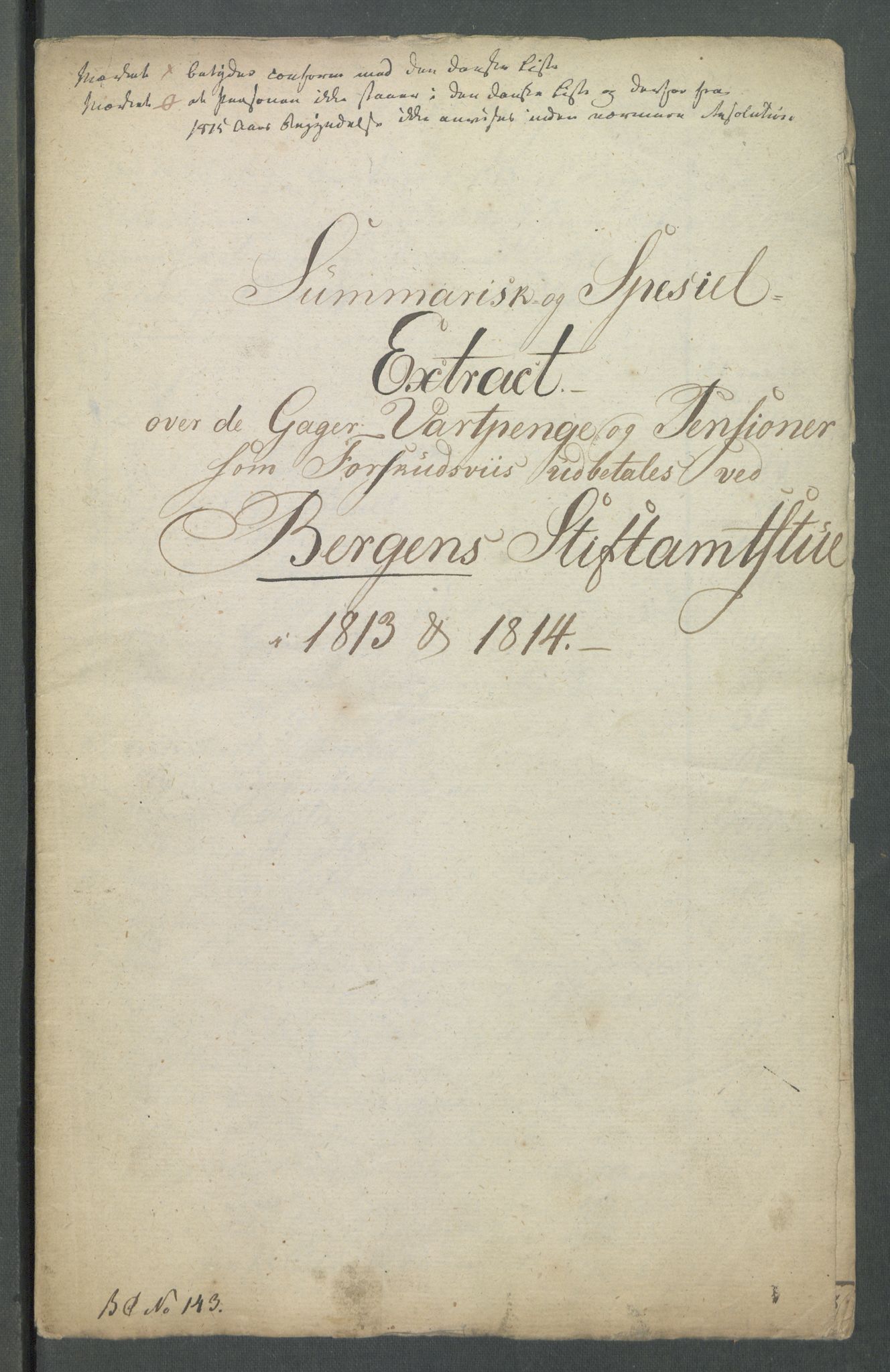 Departementene i 1814, RA/S-3899/Fa/L0027: Bokholderkontoret - "En del fortegnelser fra 1814 over pensjoner og vartpenge", 1814, p. 65