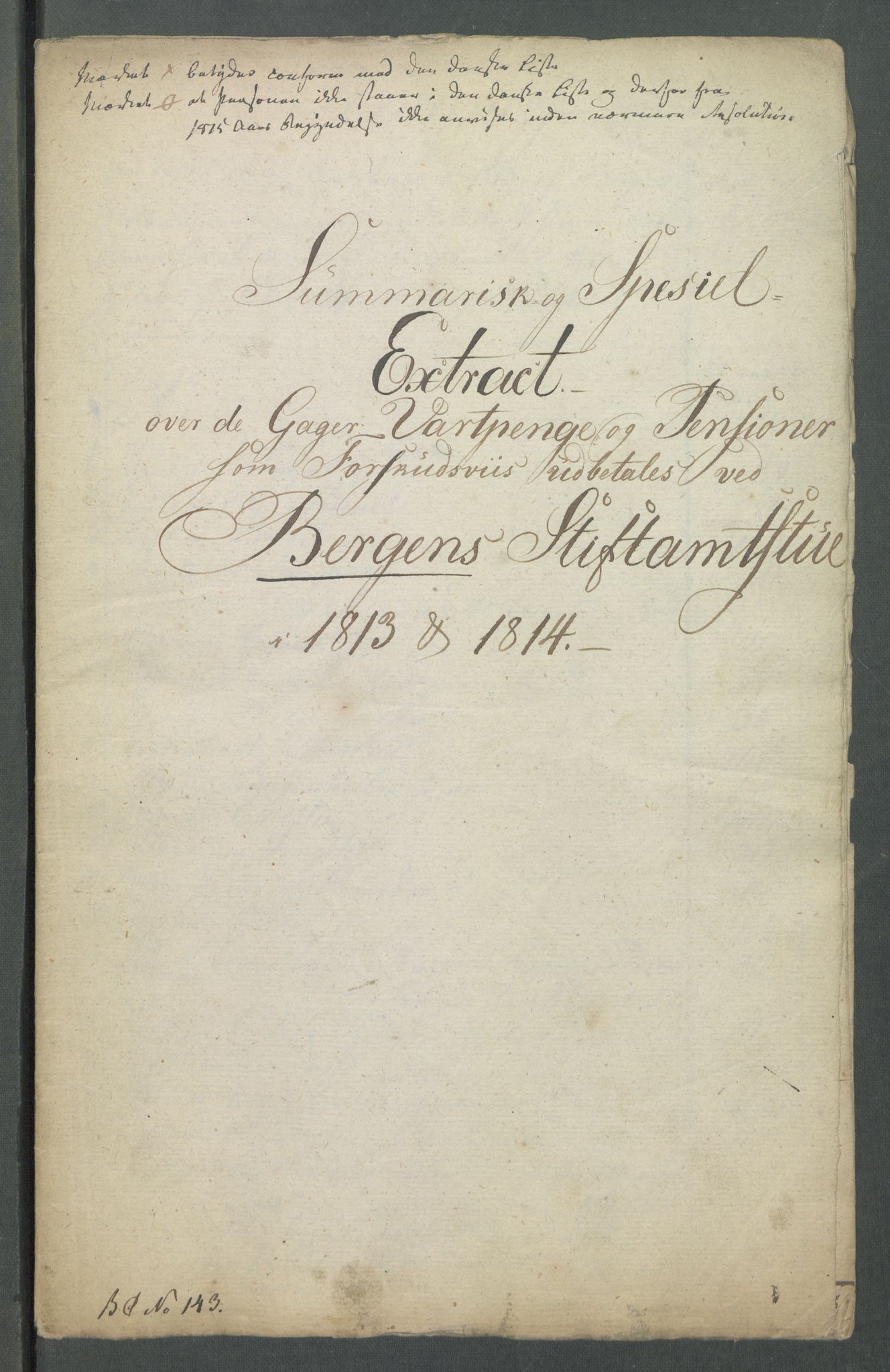 Departementene i 1814, AV/RA-S-3899/Fa/L0027: Bokholderkontoret - "En del fortegnelser fra 1814 over pensjoner og vartpenge", 1814, p. 65